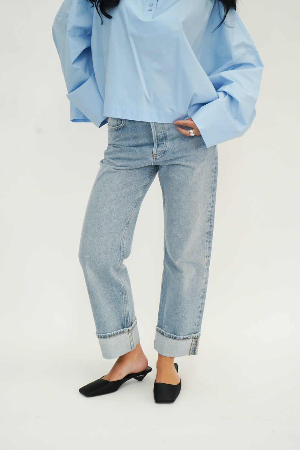FRAN LOOSE FIT STRAIGHT LEG JEANS IN FORCE JEANS AGOLDE 