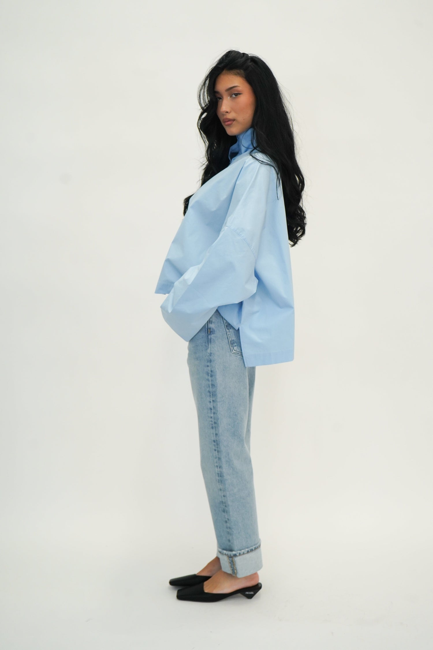 HIGH NECK SHIRT IN CERULEAN SHIRT REMAIN 