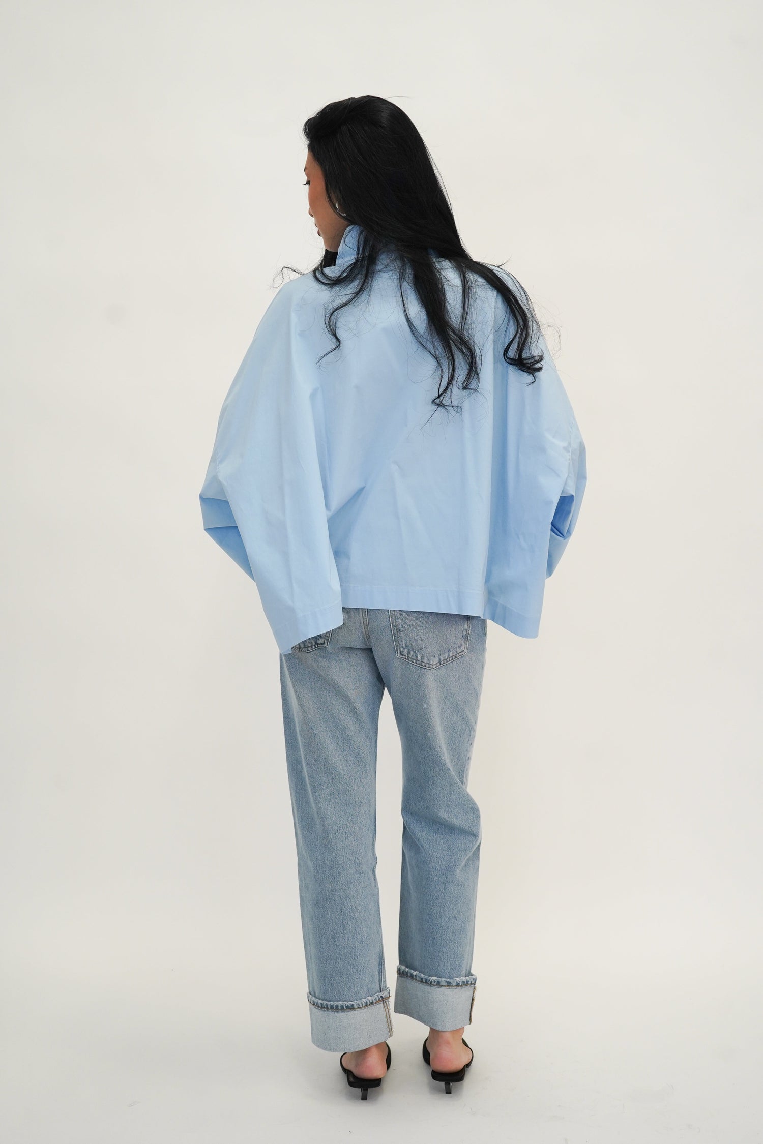 HIGH NECK SHIRT IN CERULEAN SHIRT REMAIN 