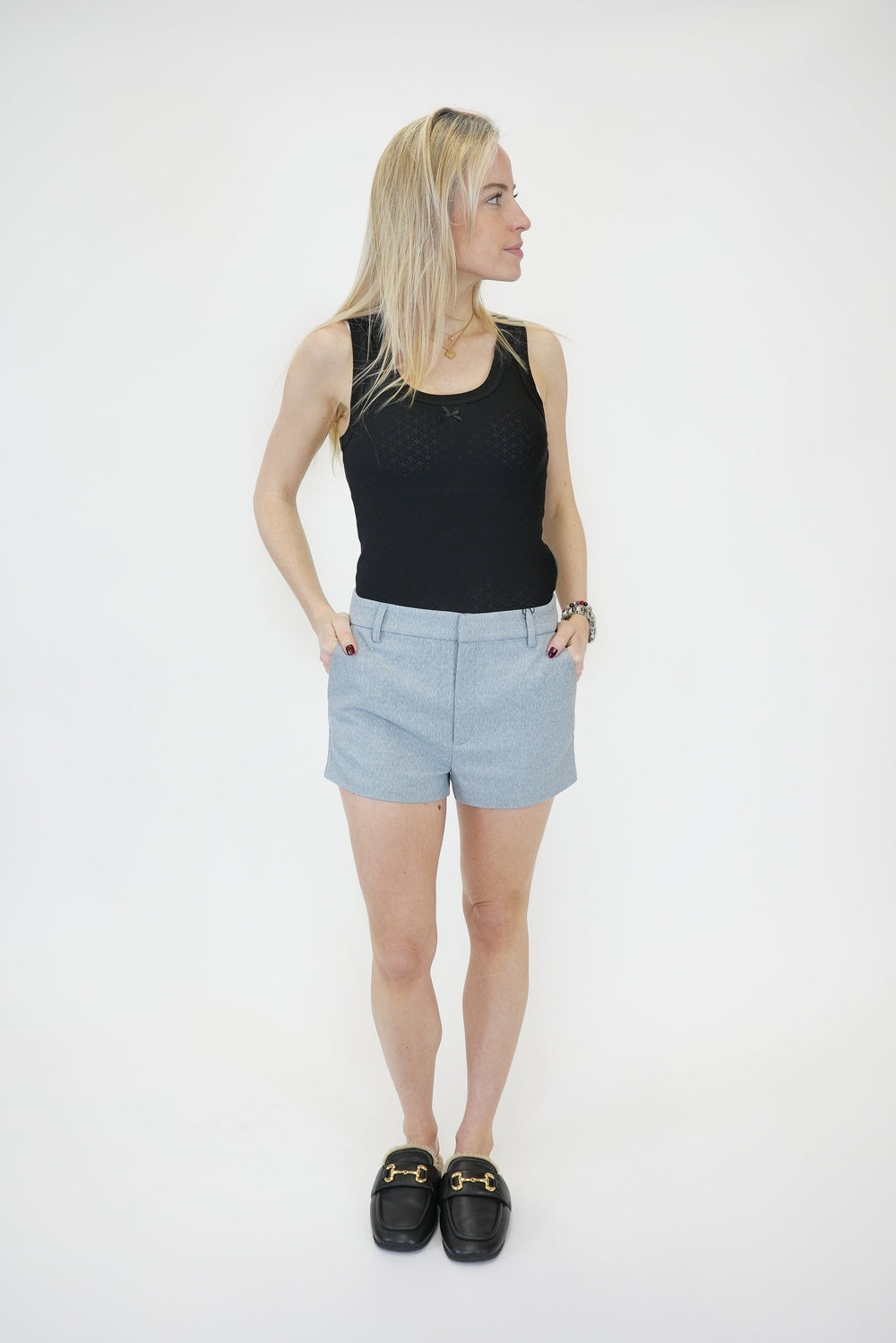 PAULIA MELANGE HW SHORTS IN GREY SHORT GESTUZ 