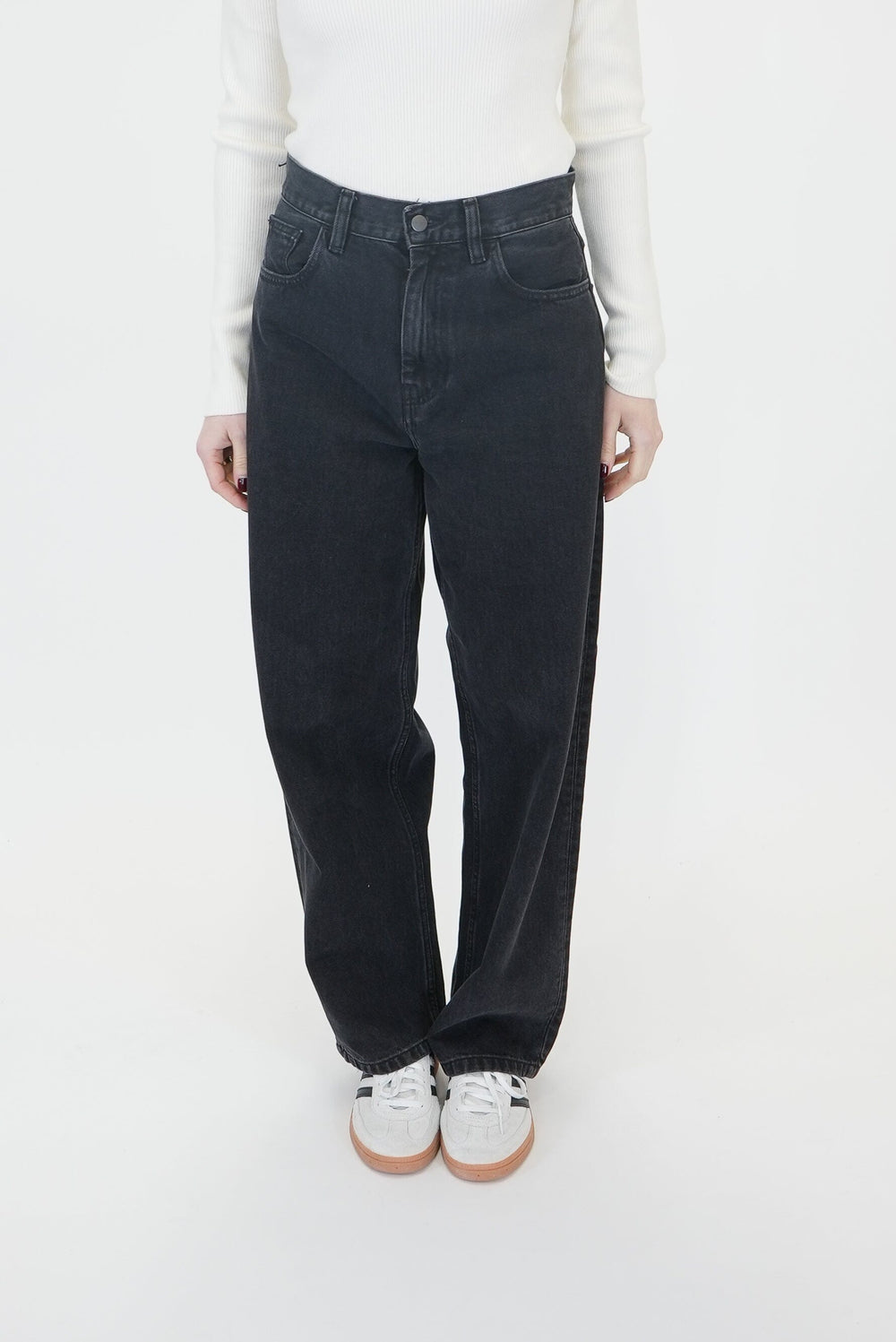 BRANDON PANT IN BLACK STONE WASHED JEANS CARHARTT 