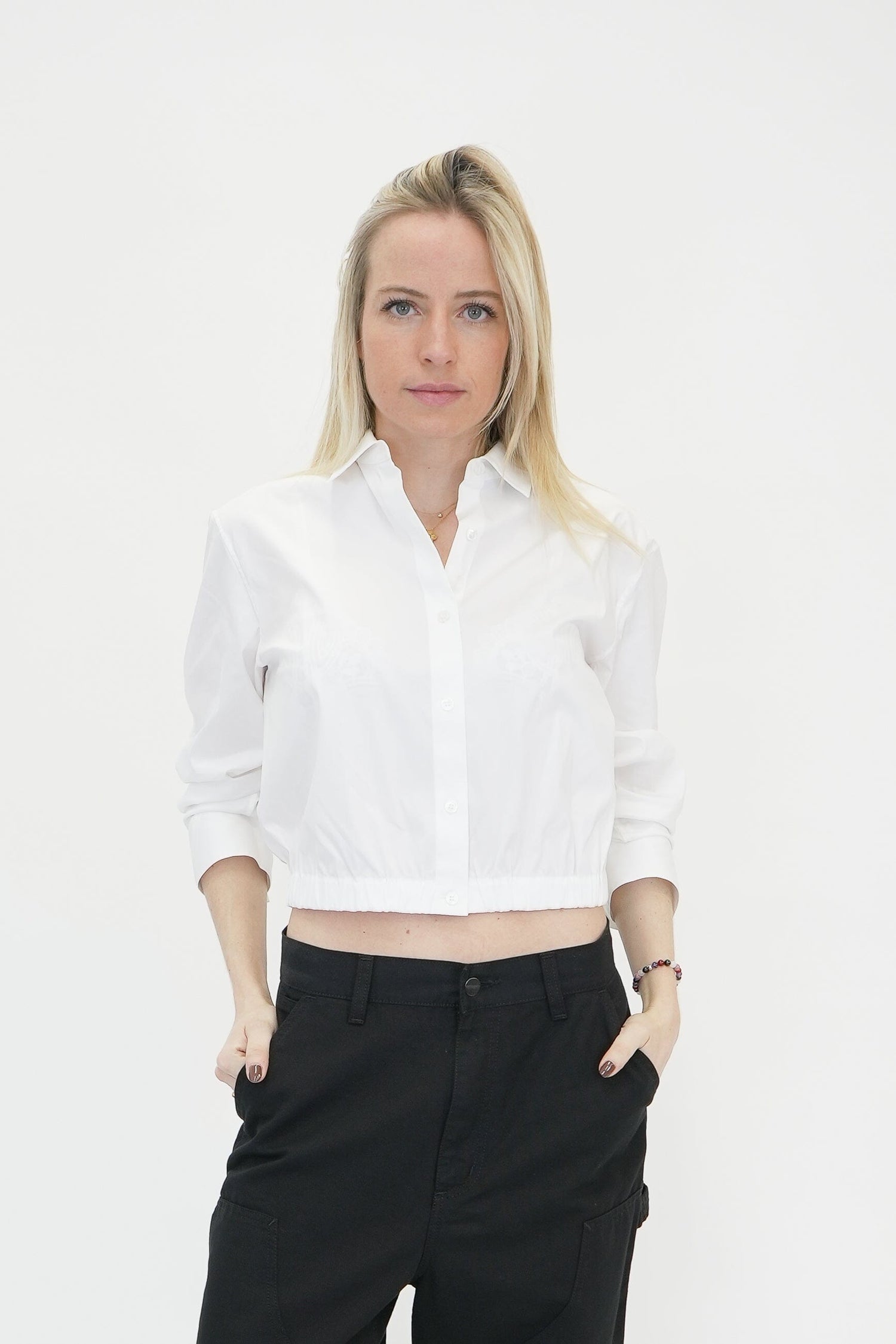 FIXED SLEEVE CROP SHIRT IN WHITE SHIRT THEORY 