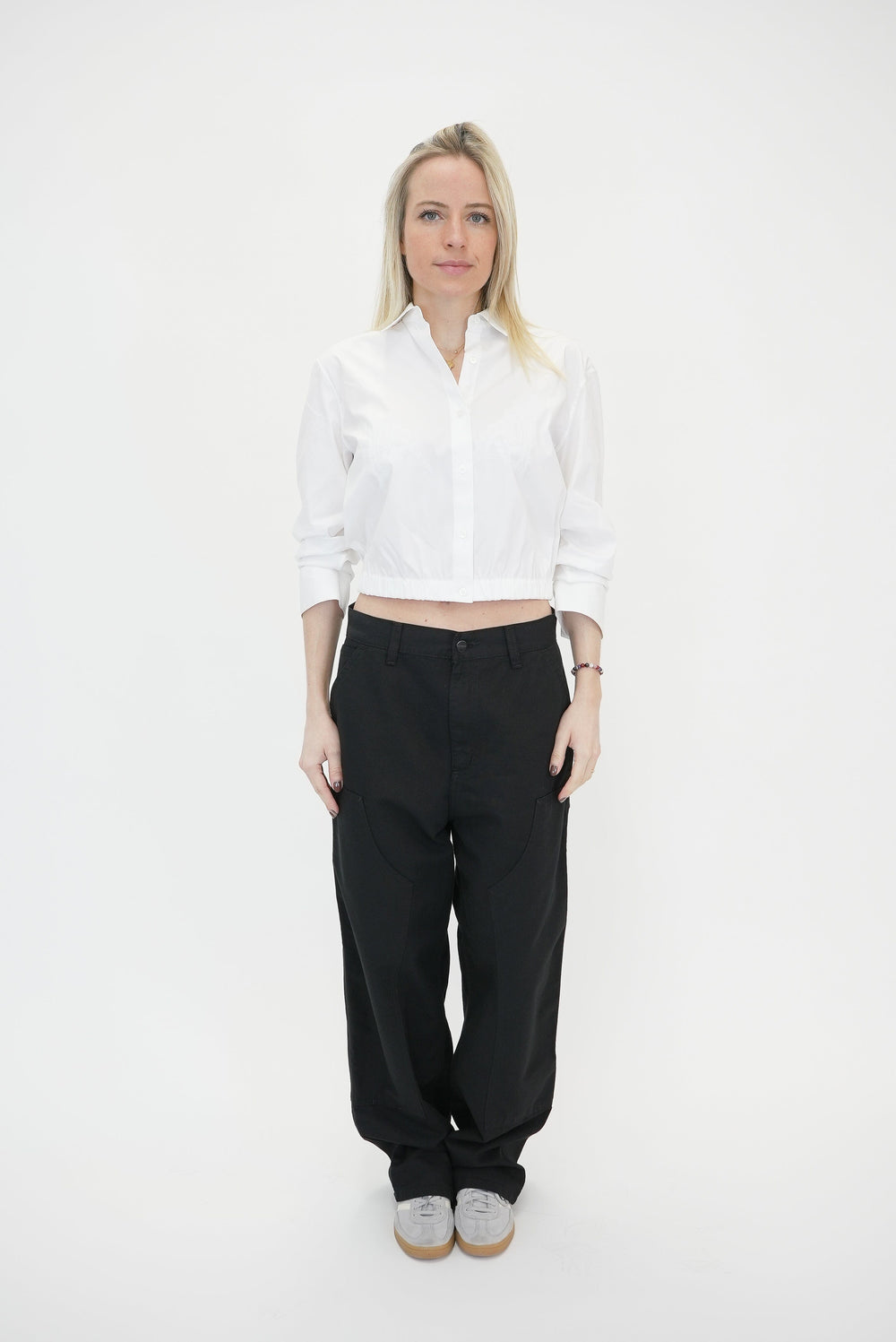 BRANDON DOUBLE KNEE PANT IN BLACK RINSED PANTS CARHARTT 