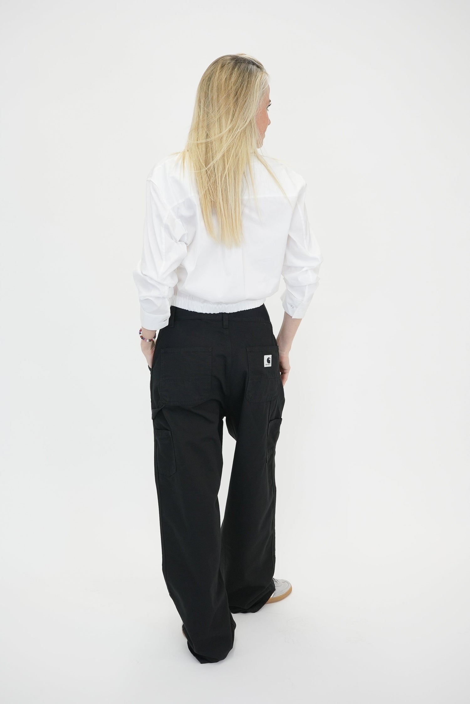 BRANDON DOUBLE KNEE PANT IN BLACK RINSED PANTS CARHARTT 