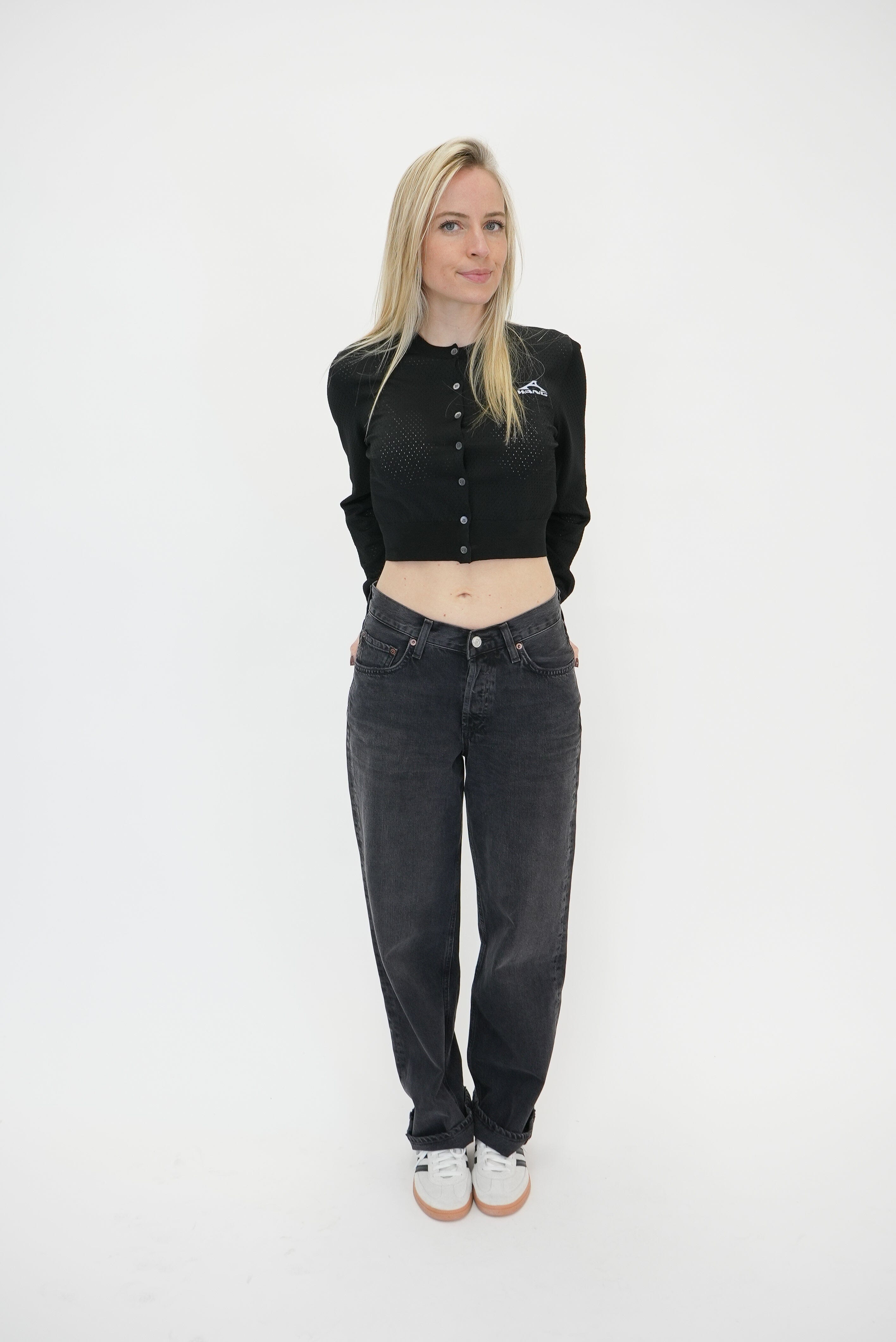 CROPPED CREWNECK CARDIGAN W/ A WANG LOGO PRINT CARDIGAN ALEXANDER WANG 