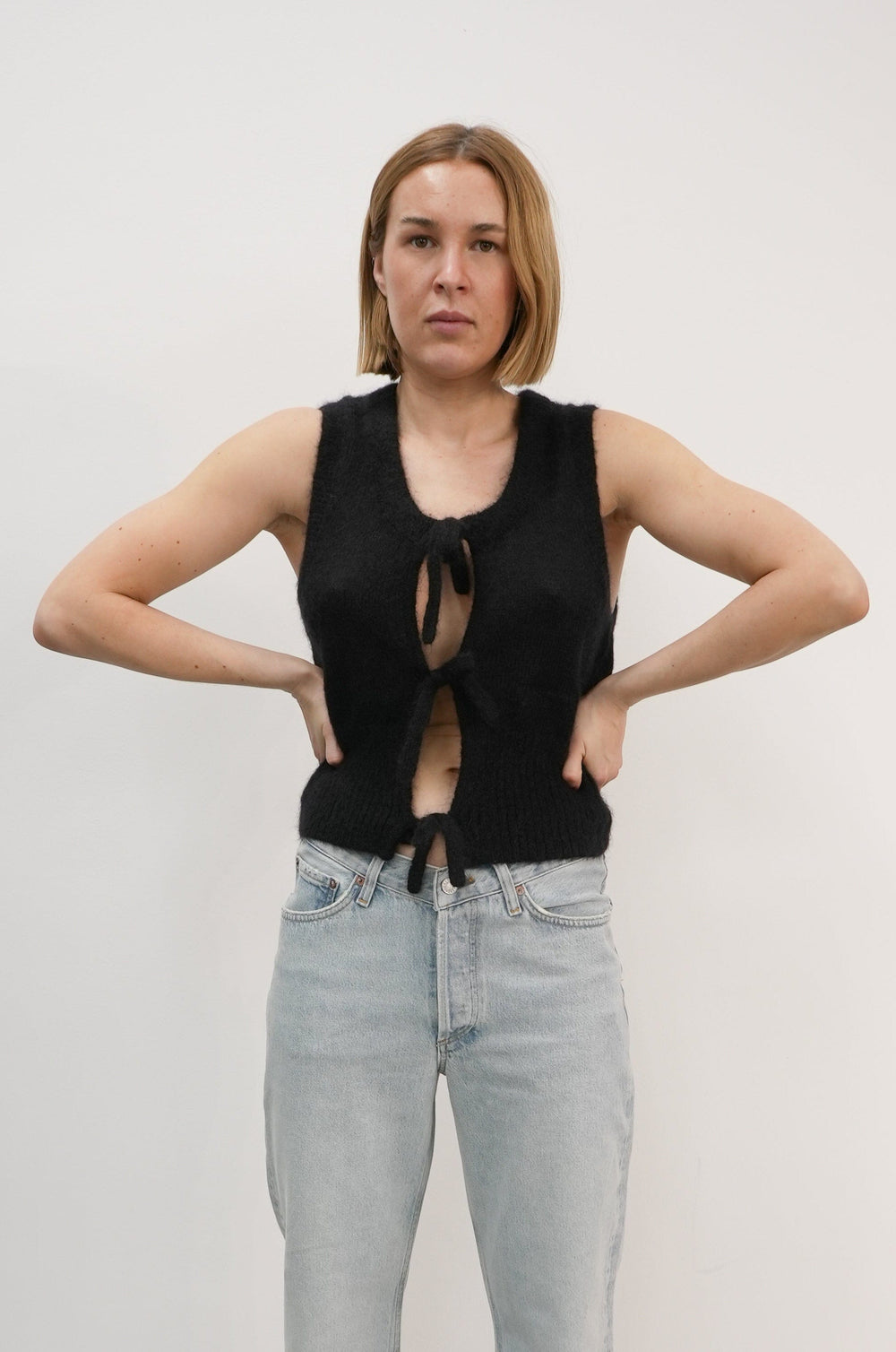 LIGHT MOHAIR TEE STRING VEST – KURE - Main Image