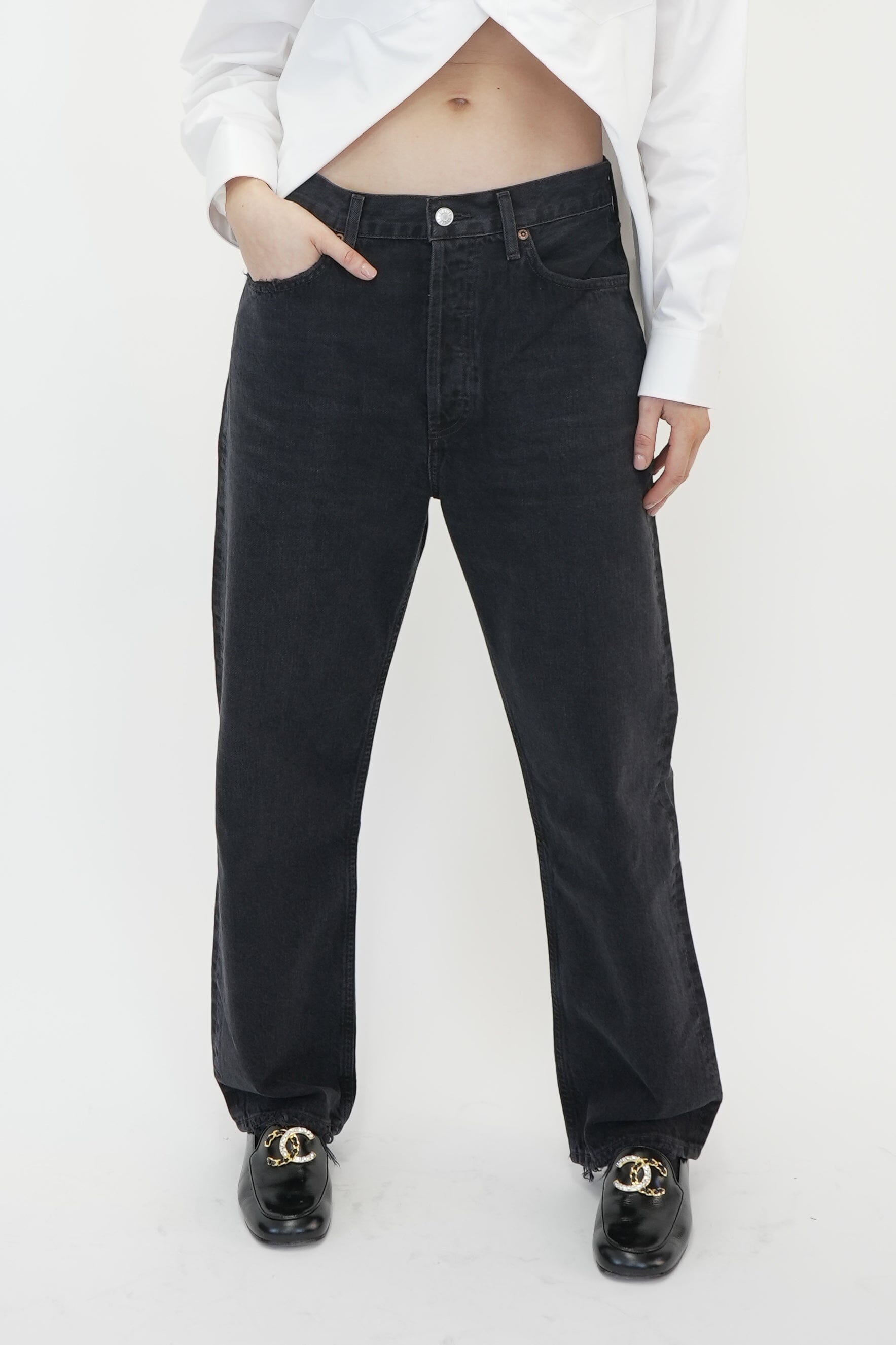 90S CROP JEANS IN TAR JEANS AGOLDE 