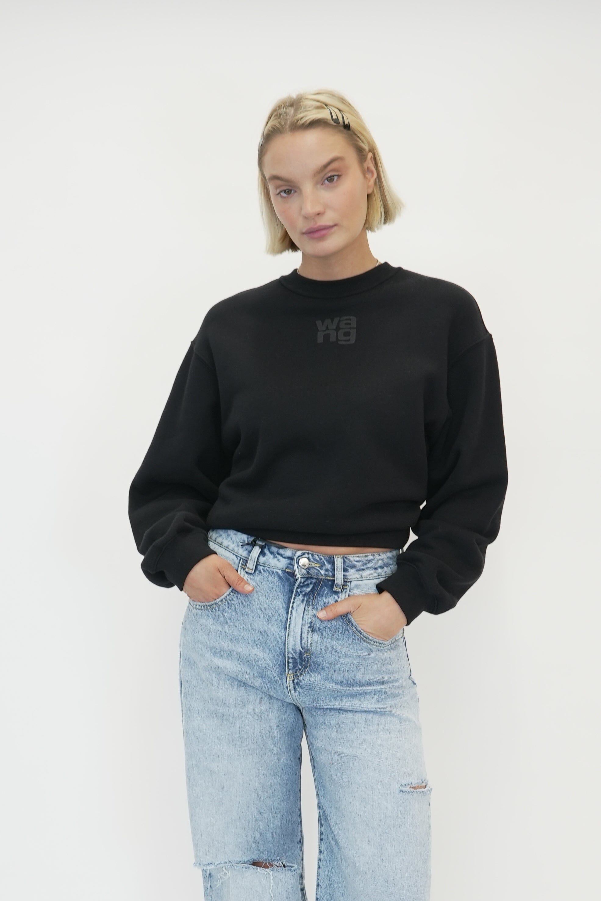 TERRY CREW SWEATSHIRT PUFF PAINT LOGO SWEATSHIRT ALEXANDER WANG 