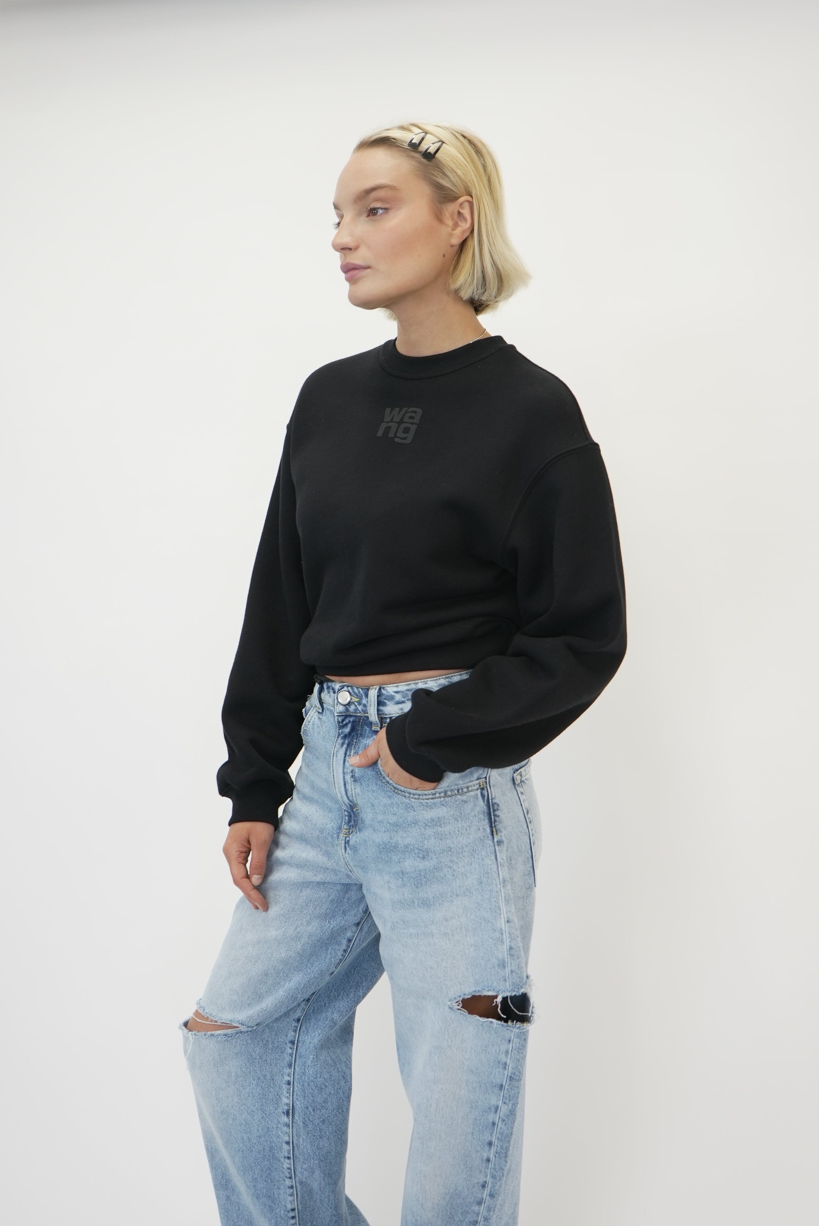 TERRY CREW SWEATSHIRT PUFF PAINT LOGO SWEATSHIRT ALEXANDER WANG 