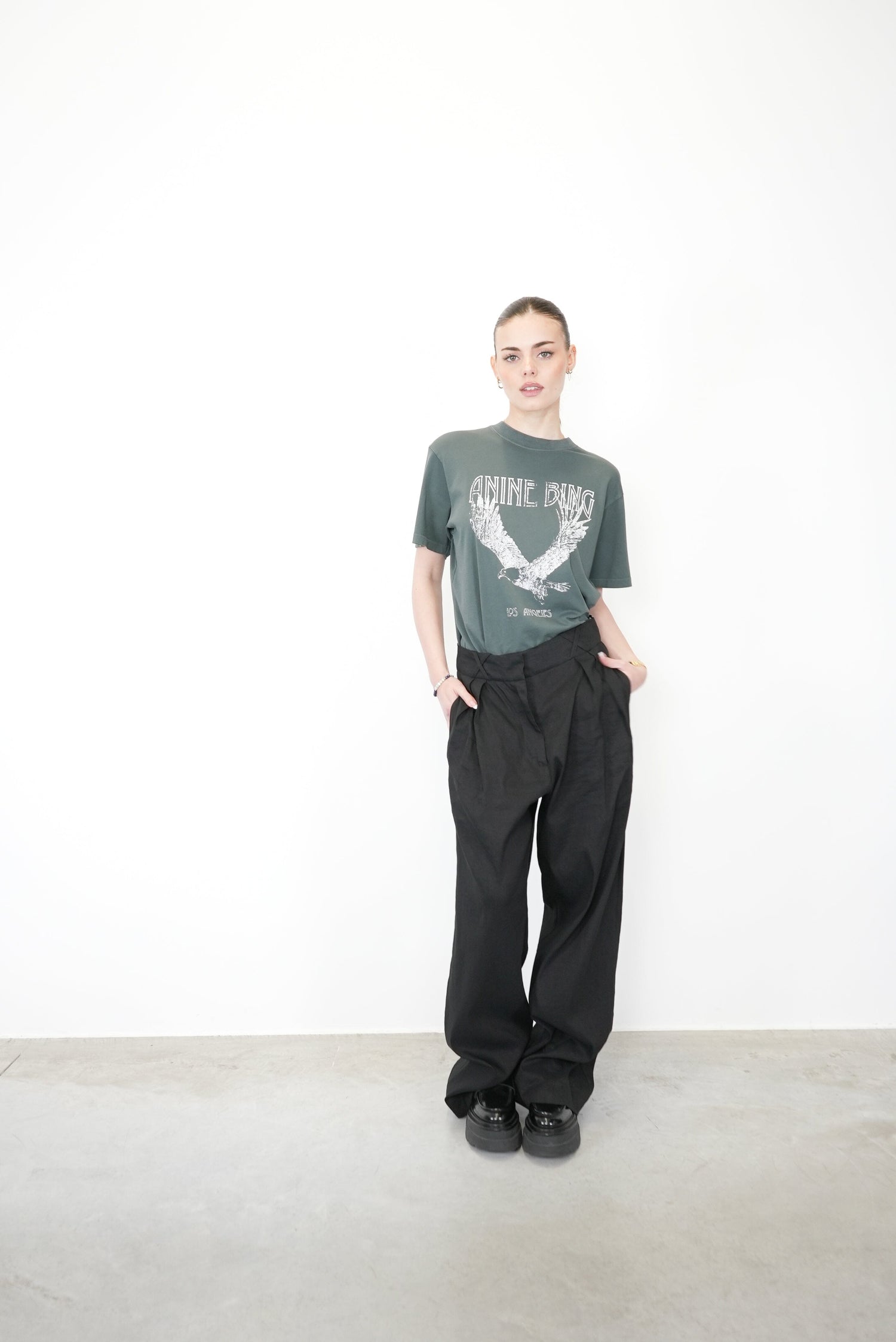 TAILORED LINEN BLEND TROUSERS PANTS ROHE 
