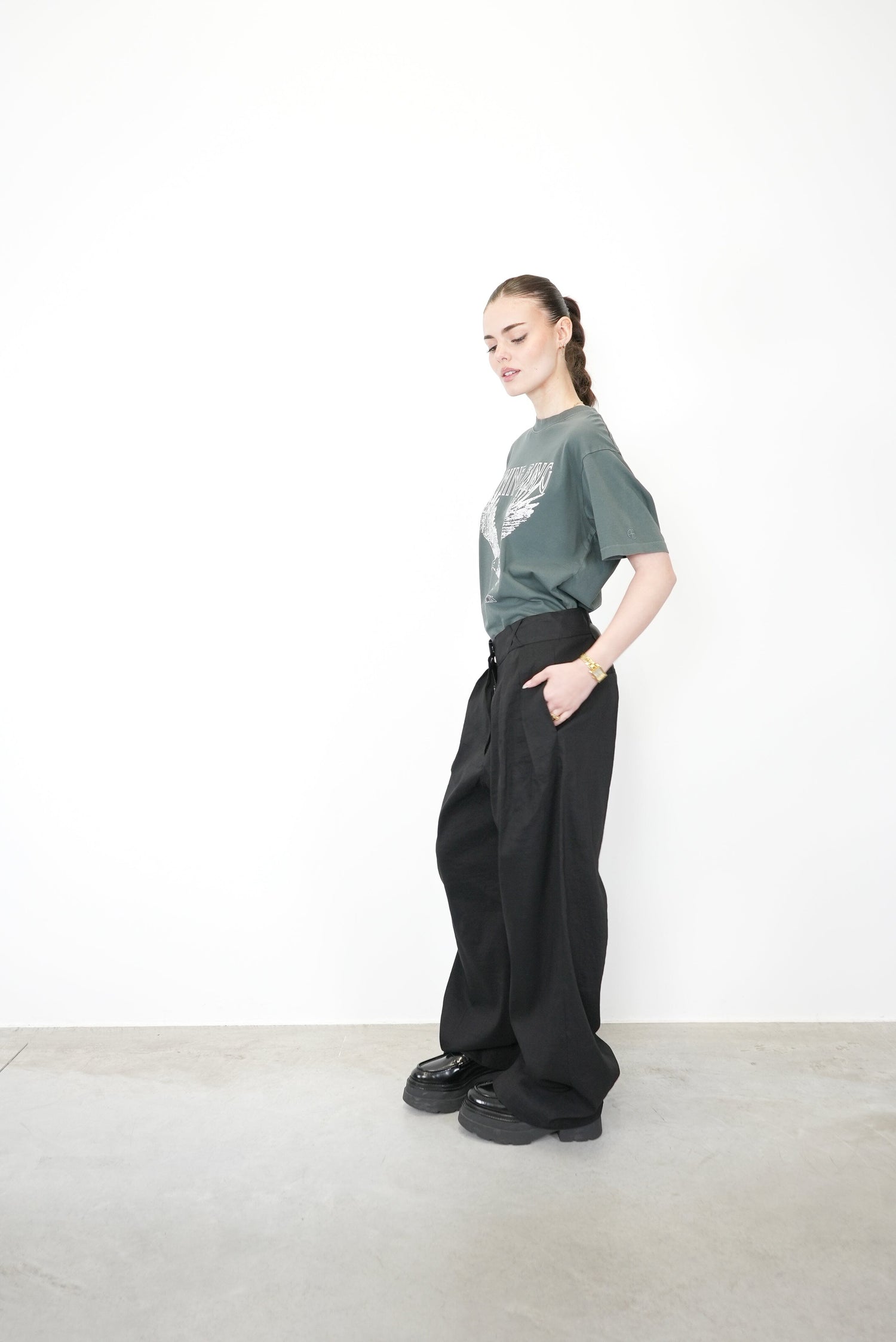 TAILORED LINEN BLEND TROUSERS PANTS ROHE 