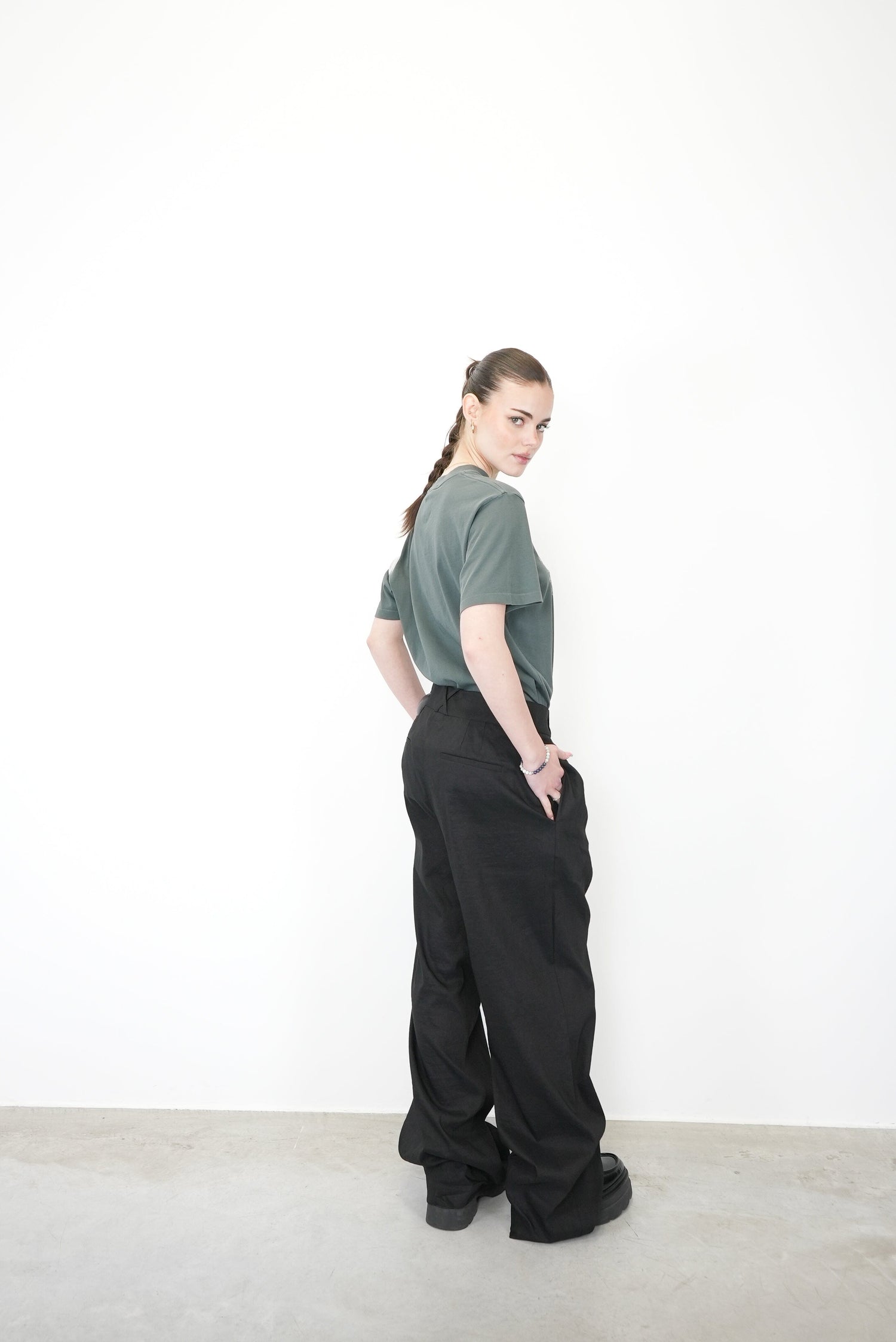 TAILORED LINEN BLEND TROUSERS PANTS ROHE 