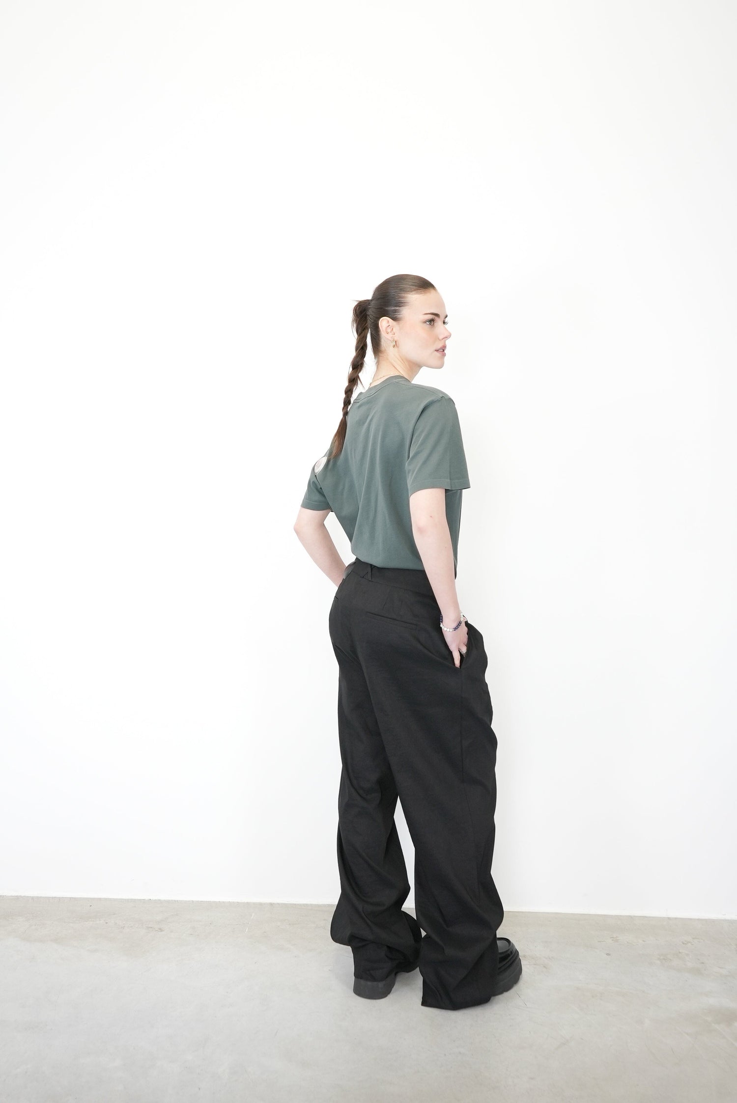 TAILORED LINEN BLEND TROUSERS PANTS ROHE 