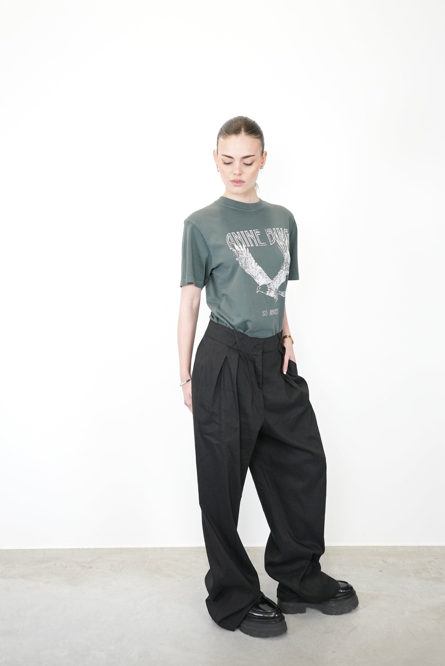 TAILORED LINEN BLEND TROUSERS PANTS ROHE 