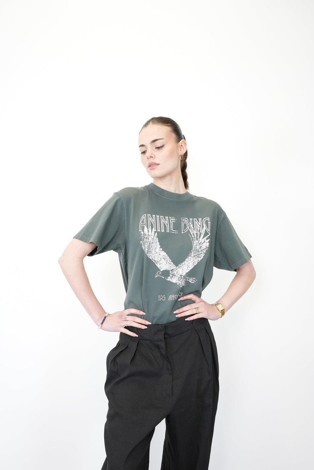 LILI OVERSIZED TEE WITH EAGLE PRINT ANINE BING ANINE BING 