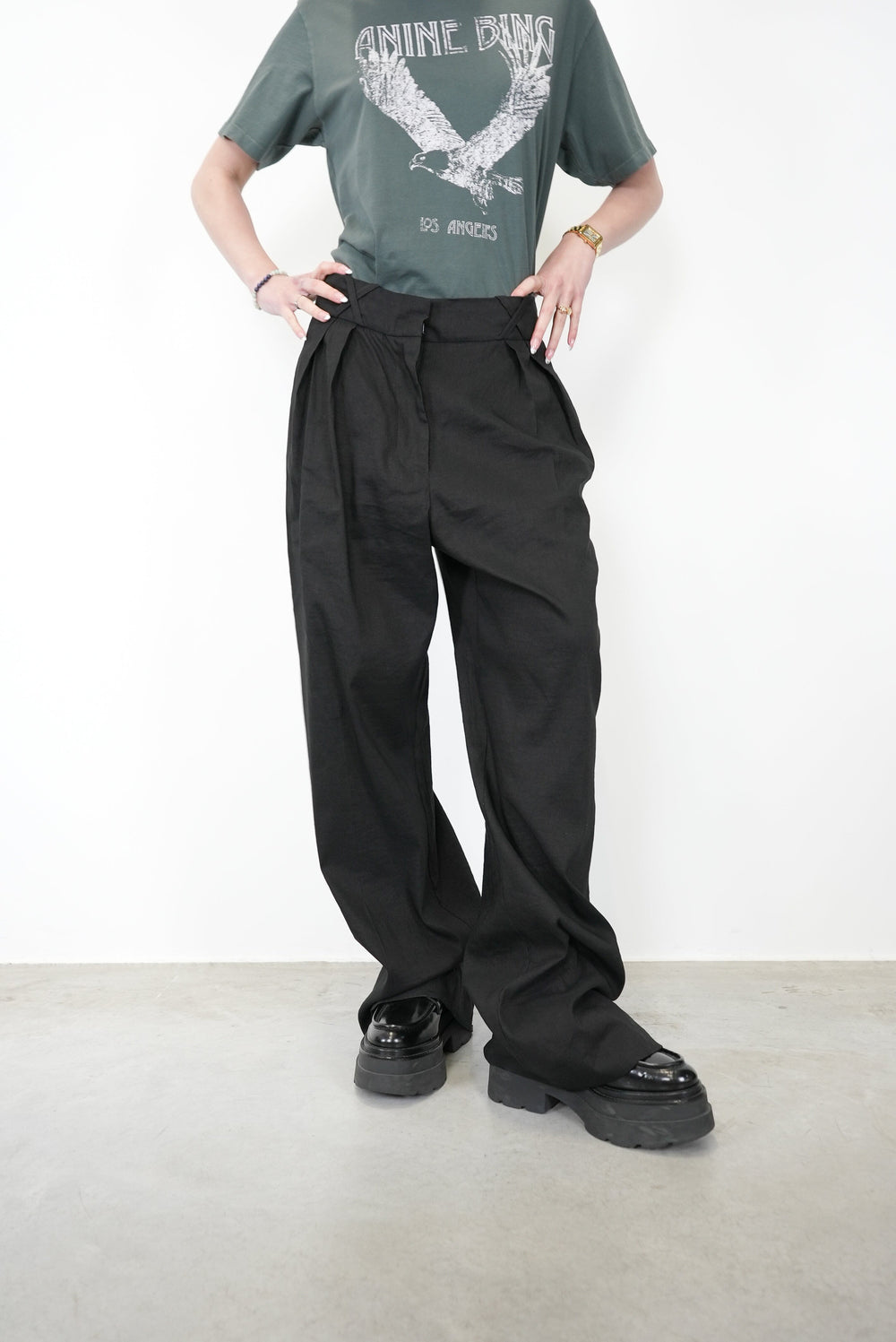 TAILORED LINEN BLEND TROUSERS PANTS ROHE 