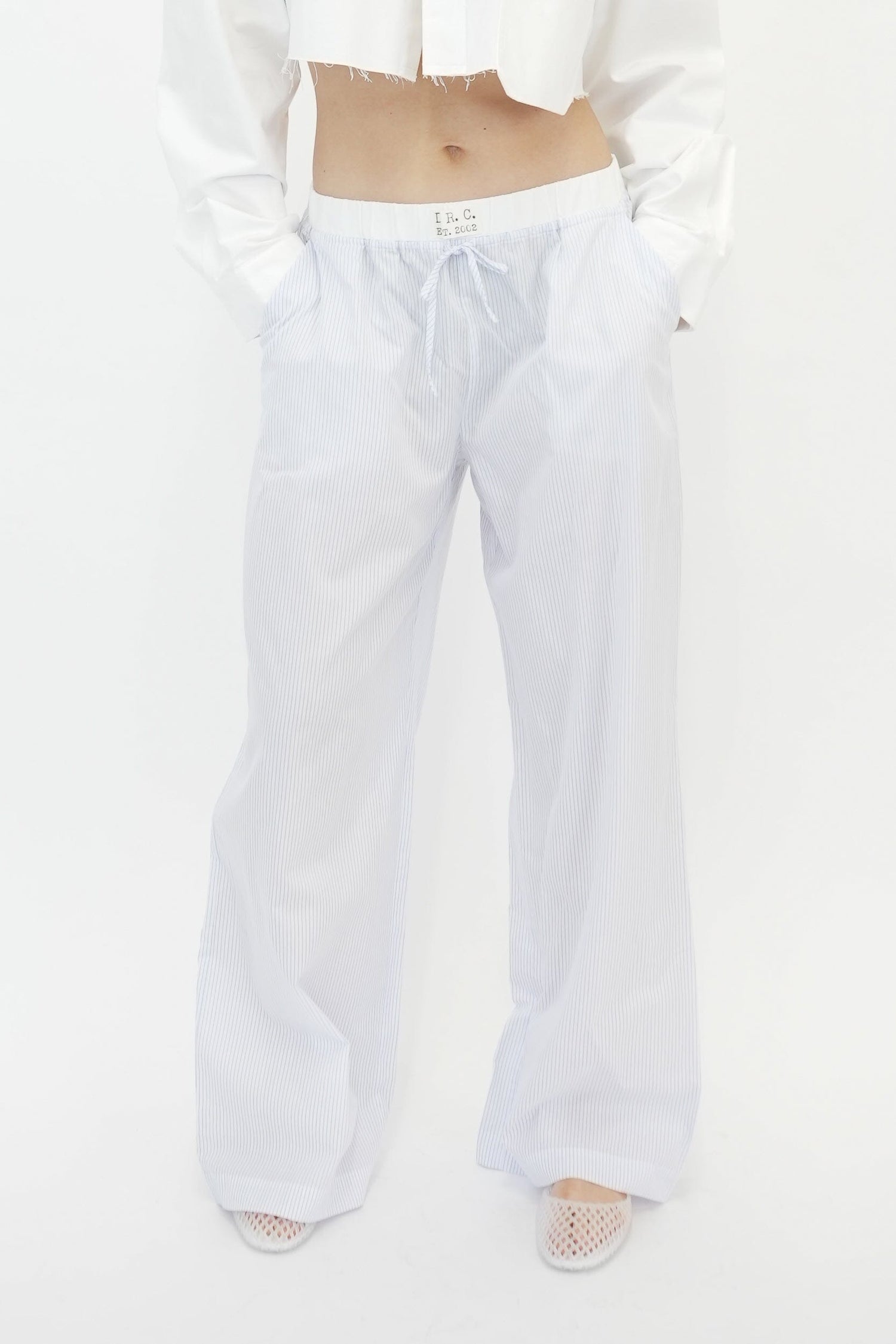 DAISY PANTS IN WHITE/BLUE STRIPE PANTS DESIGNERS REMIX 