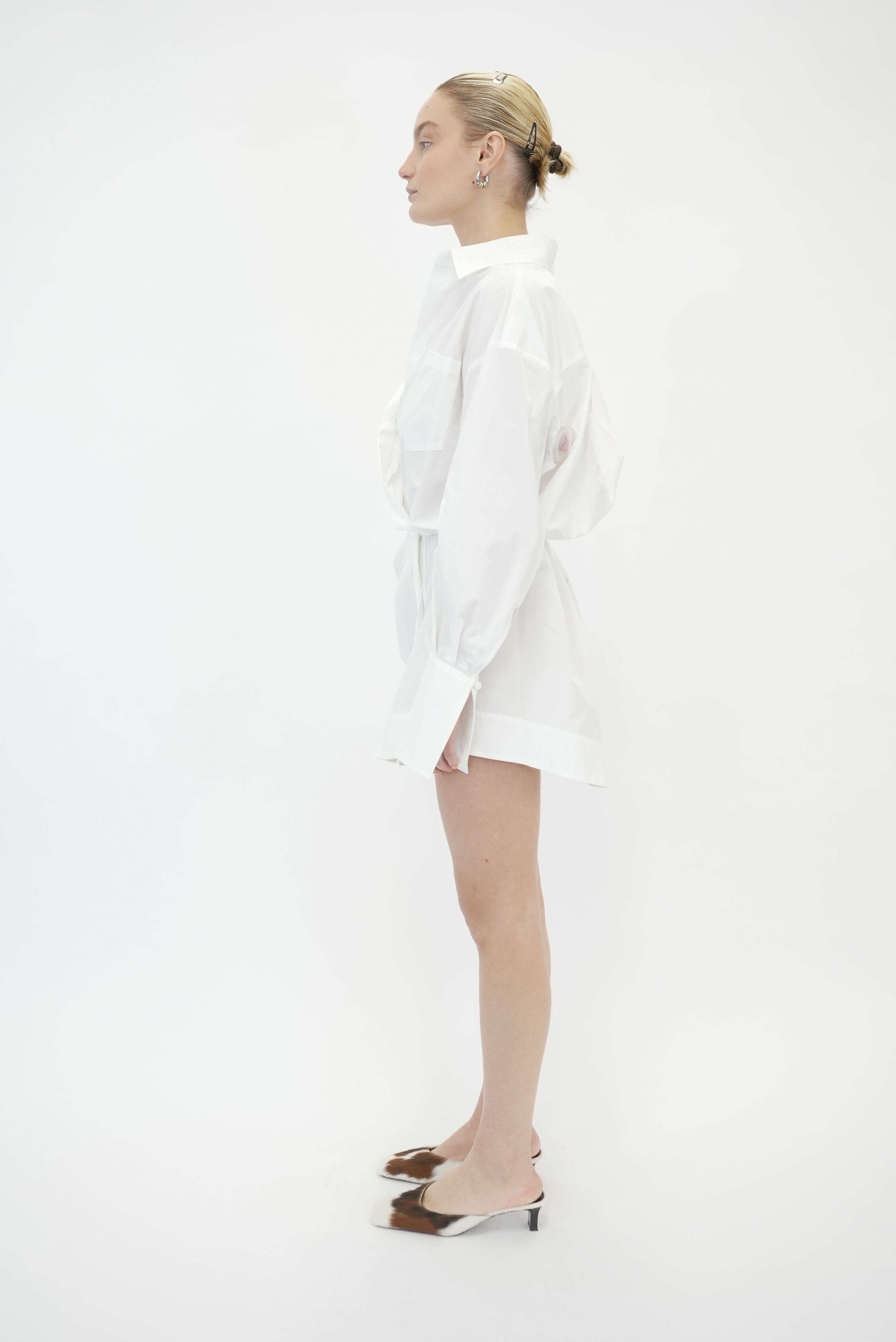 WHITE LOTUS MINI SHIRT MINI DRESS IN WHITE DRESS THE ANDAMANE 
