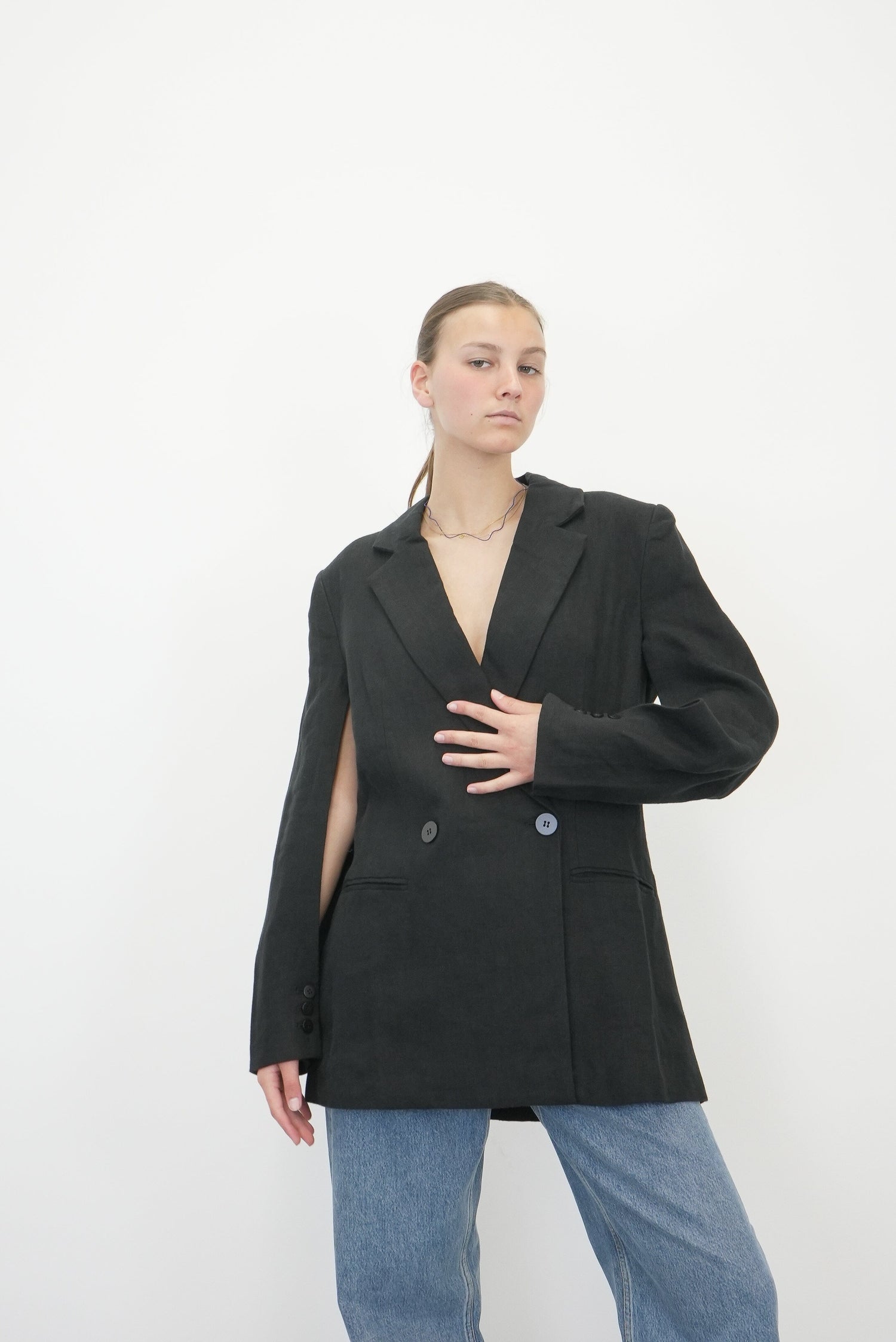 LINEN SLIT SLEEVE BLAZER BLAZER ST AGNI 