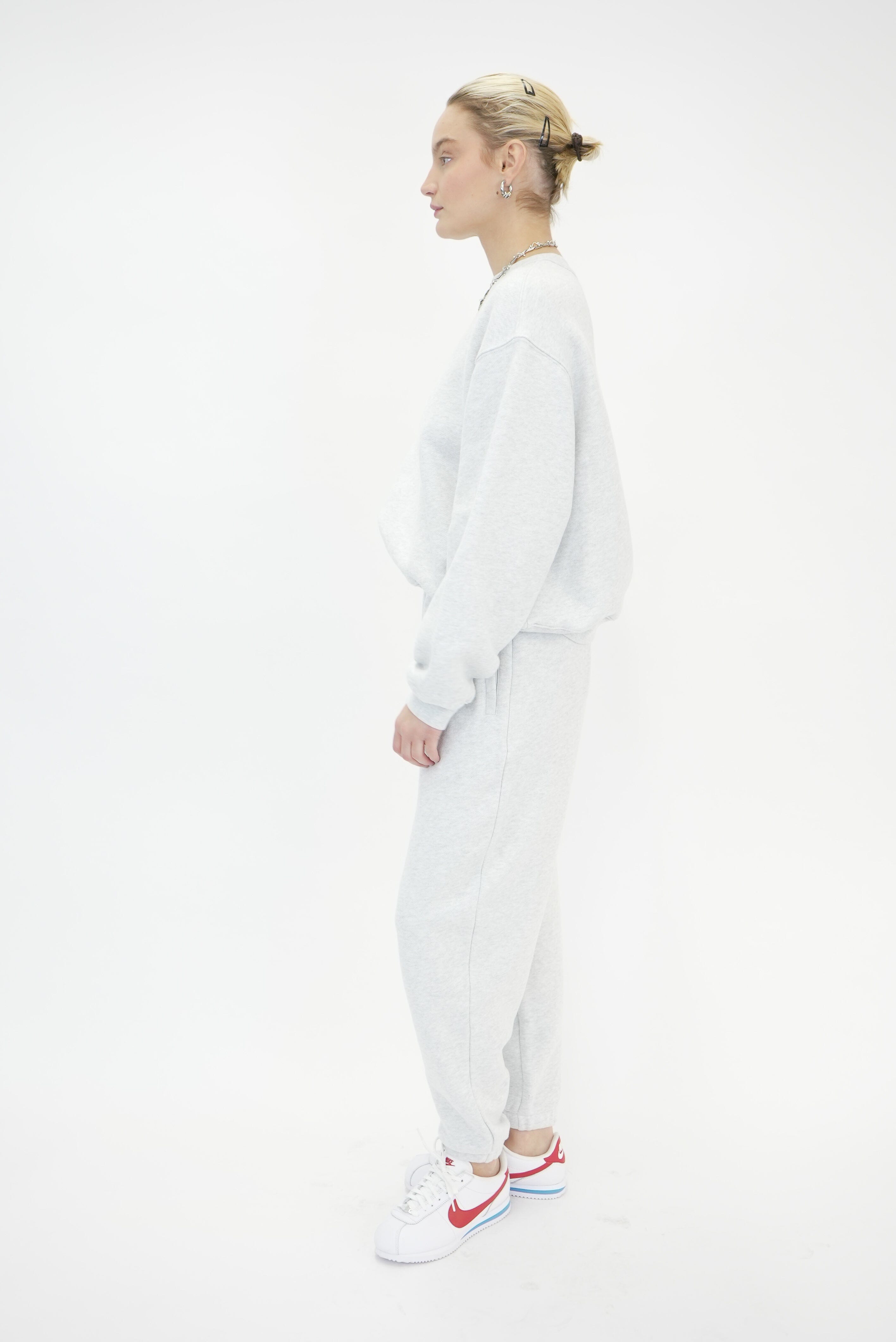 ESSENTIAL TERRY CLASSIC SWEATPANT PUFF PAINT LOGO IN LIGHT HEATHER GREY PANT ALEXANDER WANG 