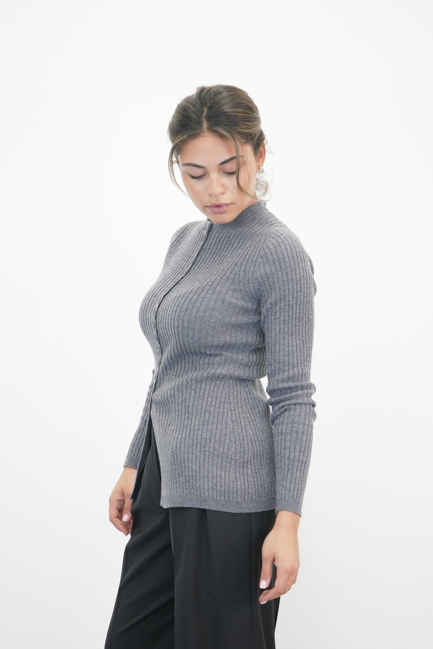 ELONGATED RIB CARDIGAN KNIT ROHE 