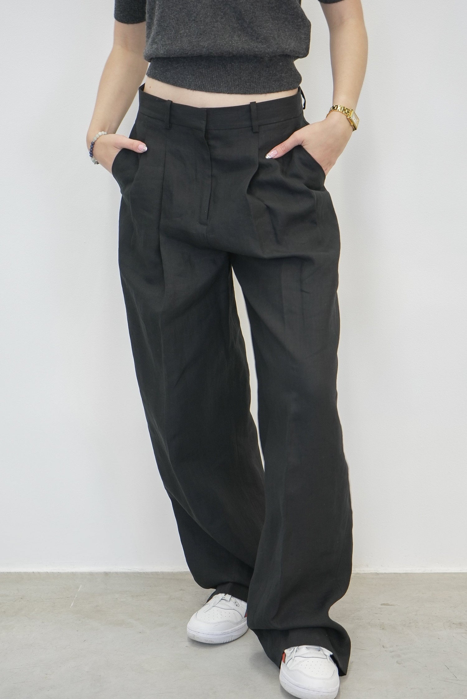 DOUBLE PLEAT PANT IN LINEN PANTS THEORY 