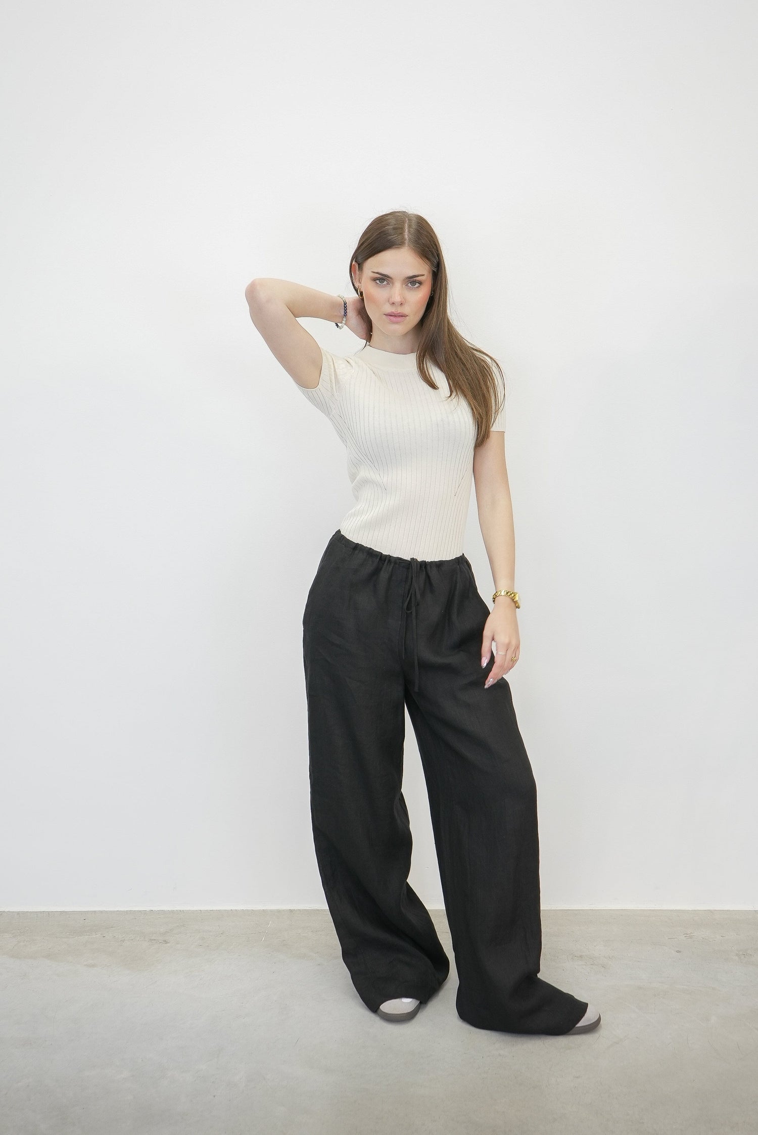 DRAWSTRING WIDE LEG PANTS PANTS THEORY 