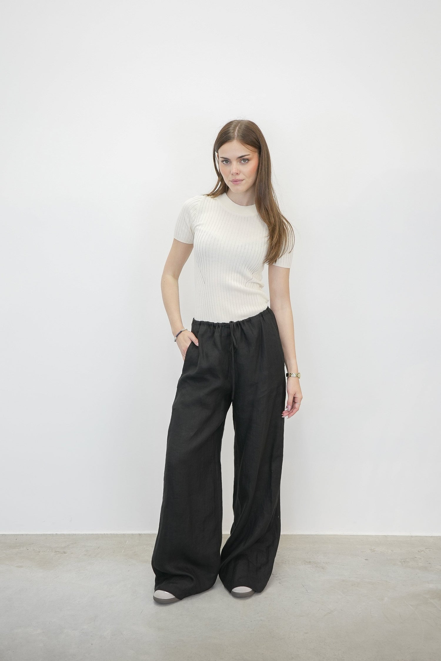 DRAWSTRING WIDE LEG PANTS PANTS THEORY 