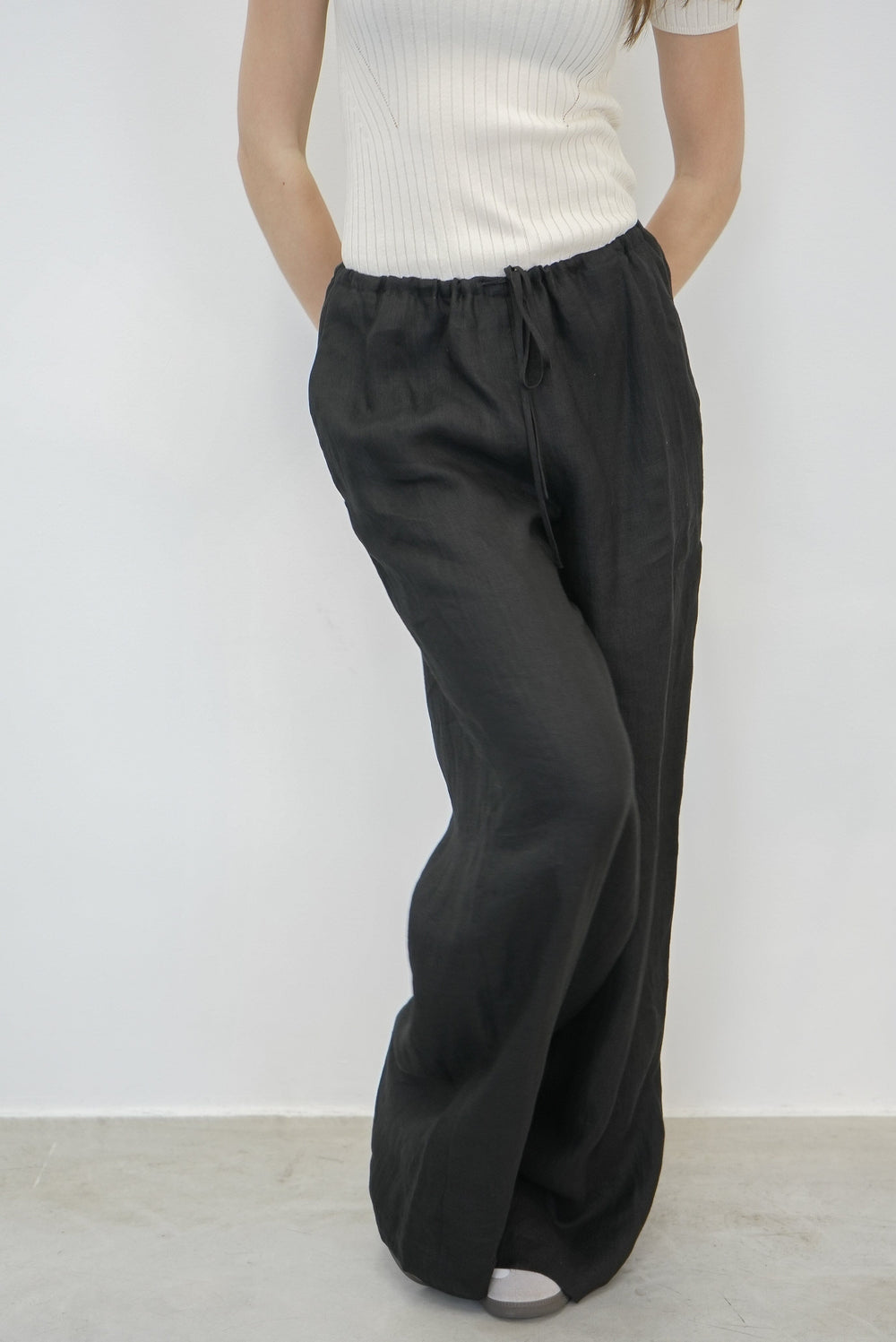 DRAWSTRING WIDE LEG PANTS PANTS THEORY 