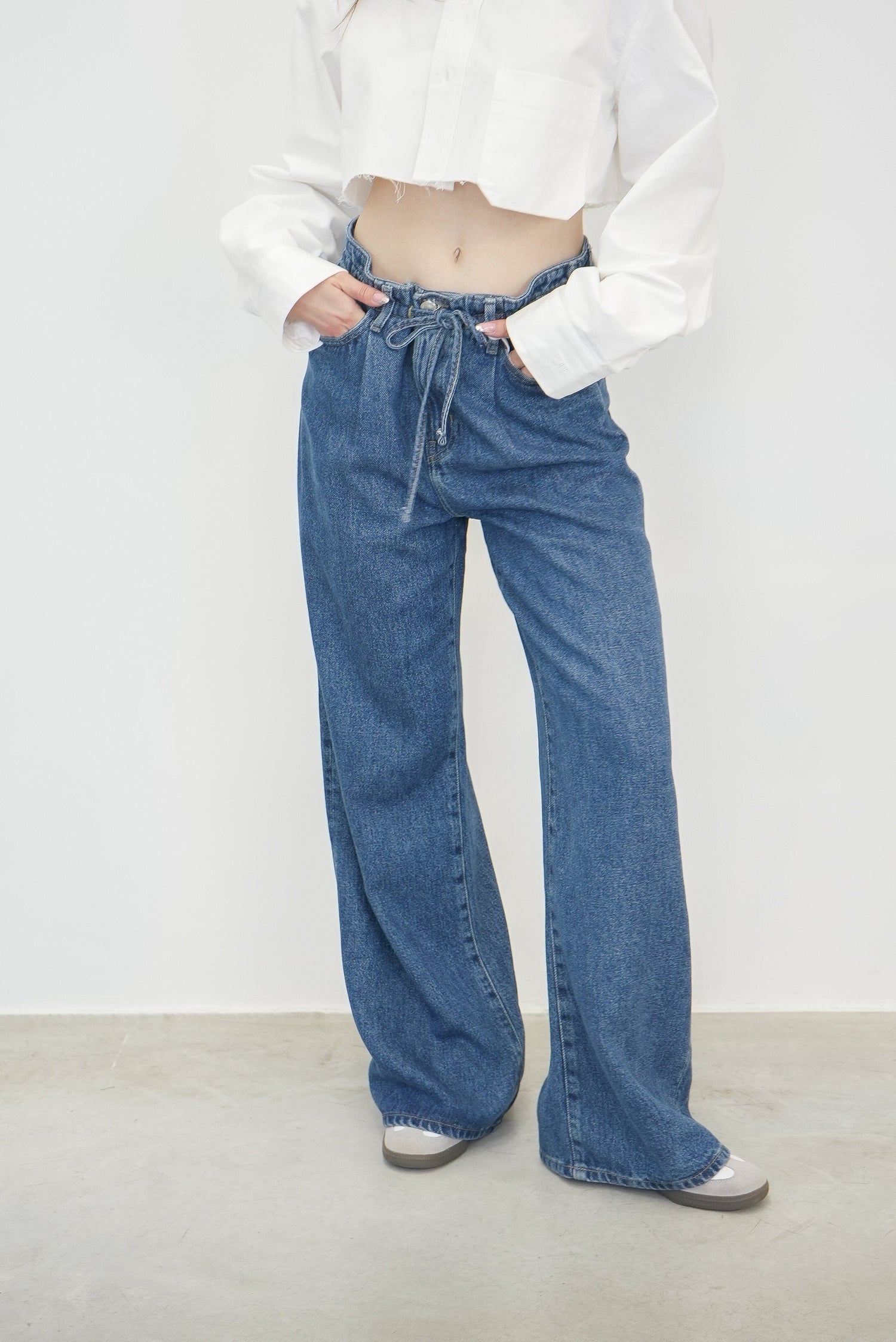 DRAWSTRING WIDE LEG JEANS FRAME 