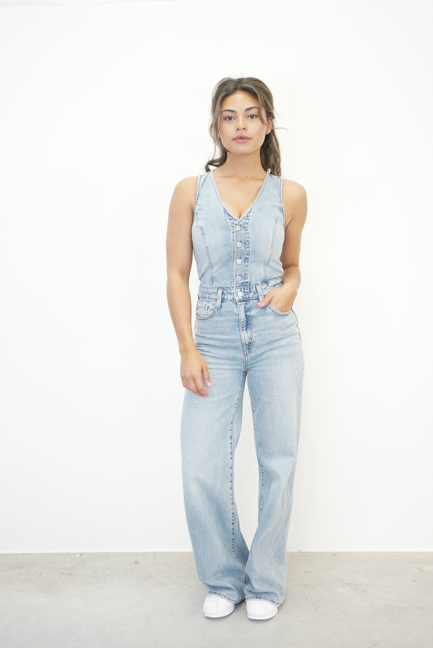 DENIM VEST WIDELEG JUMPSUIT JEANS LEVIS 