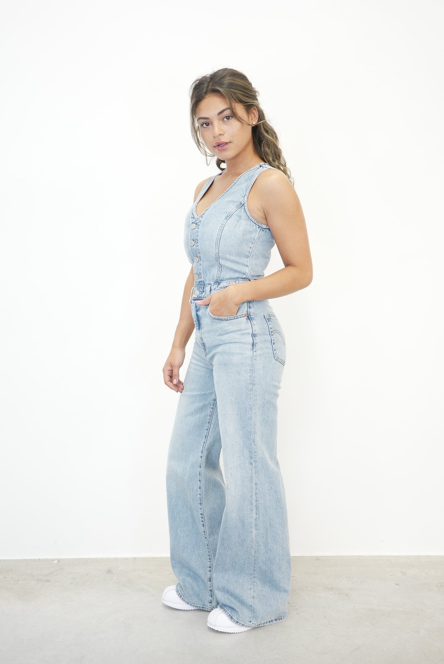 DENIM VEST WIDELEG JUMPSUIT JEANS LEVIS 