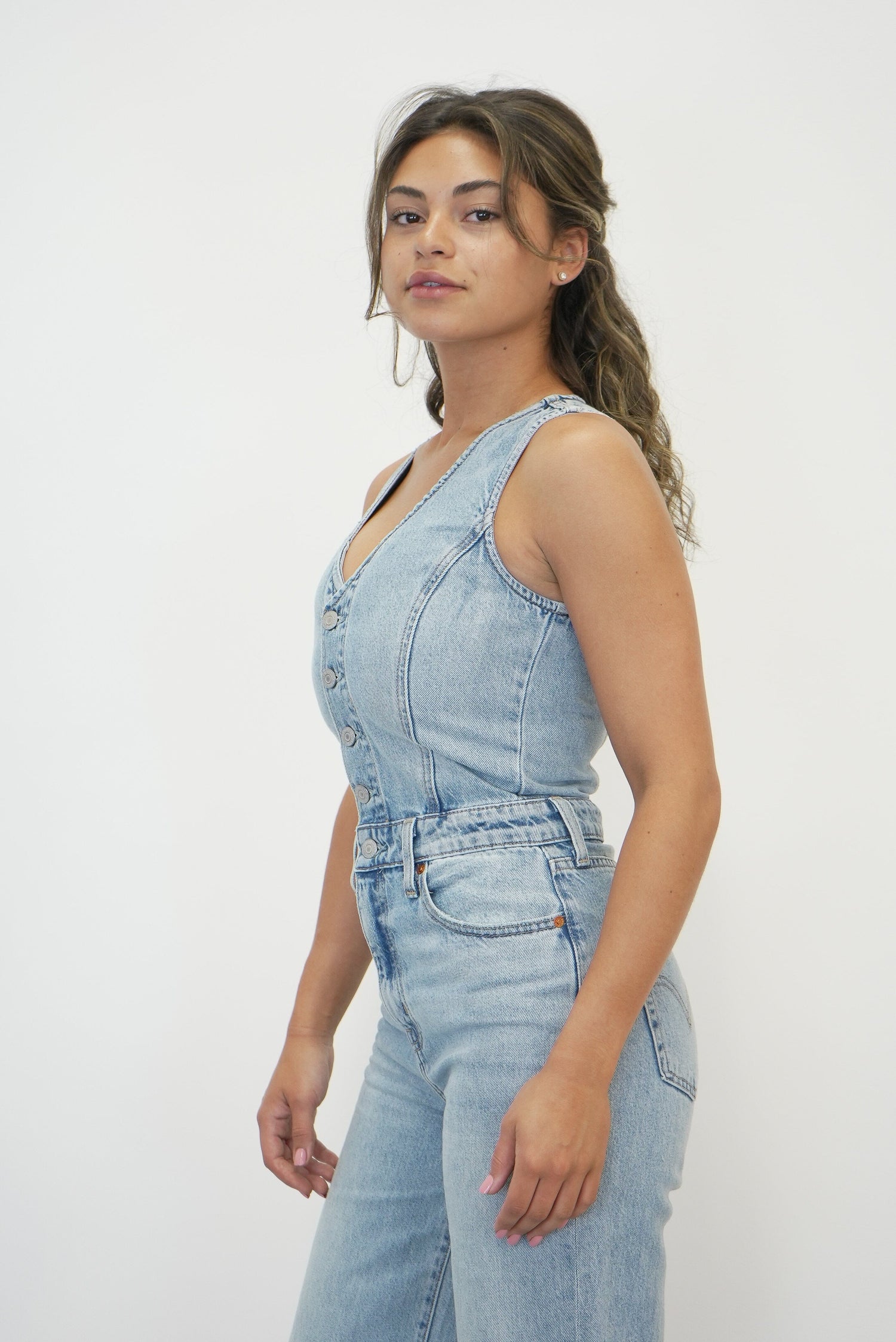 DENIM VEST WIDELEG JUMPSUIT JEANS LEVIS 