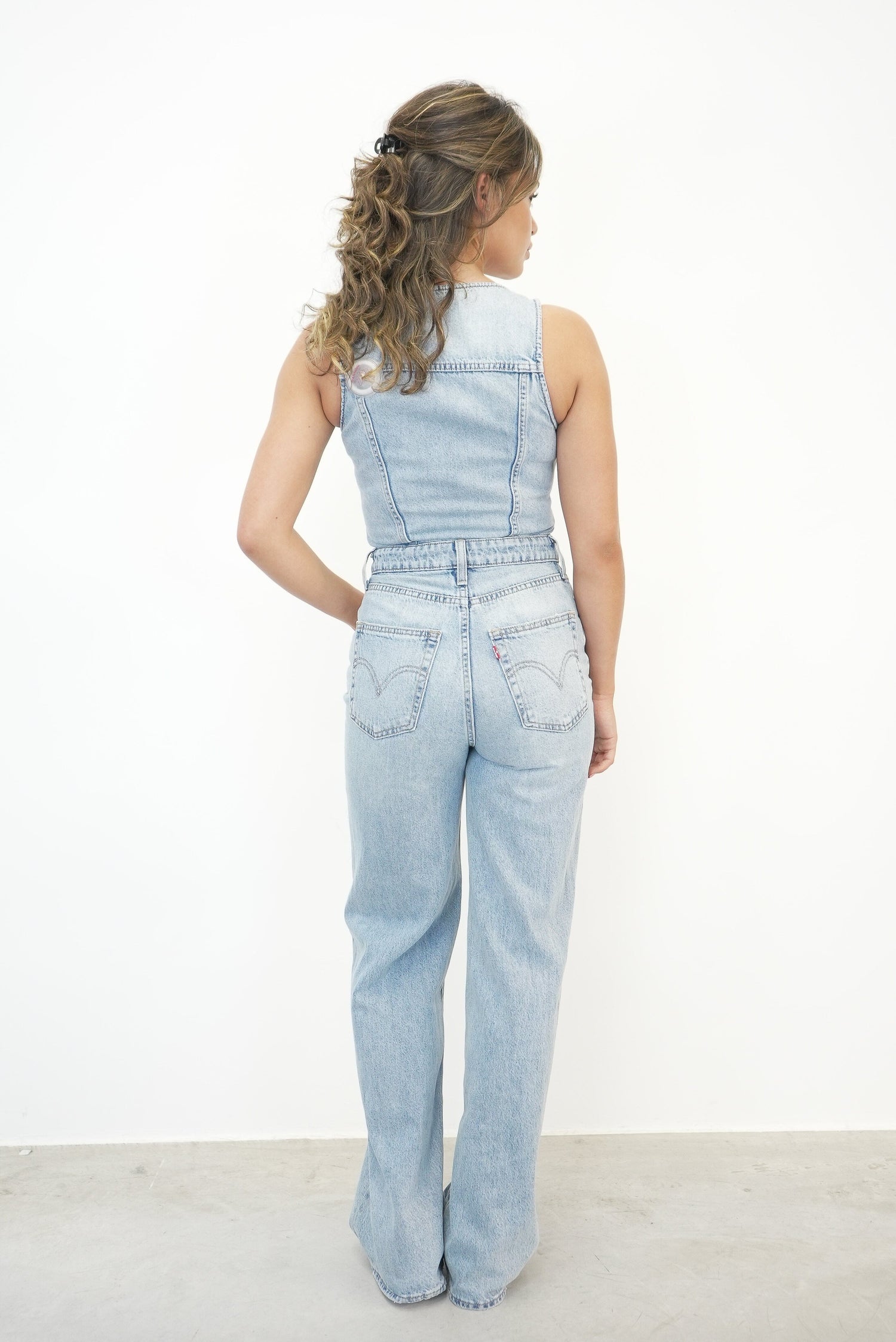 DENIM VEST WIDELEG JUMPSUIT JEANS LEVIS 