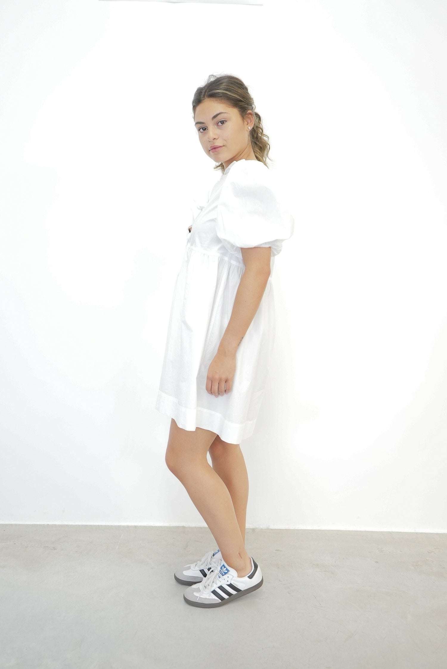 COTTON POPLIN TIE STRING MINI DRESS DRESS GESTUZ 