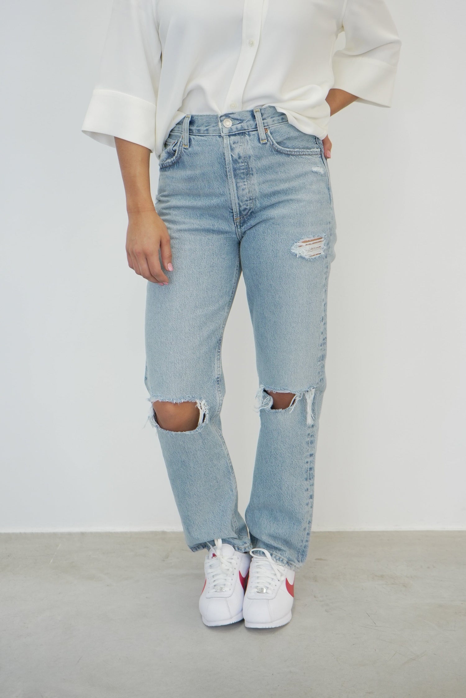 90’S MID RISE JEANS IN THREADBARE JEANS AGOLDE 