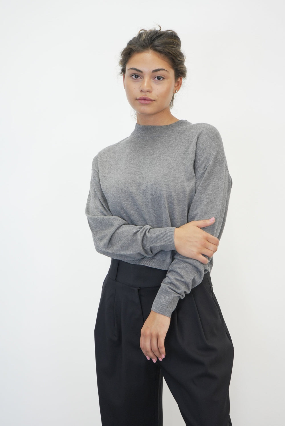 LYA PULLOVER IN DARK GREY KNIT IRO 