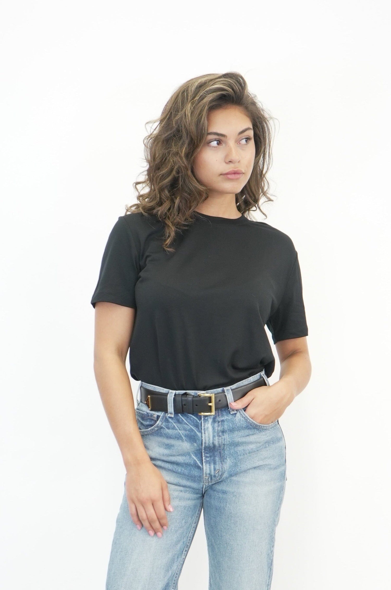 SOFT MERINO WOOL TSHIRT IN BLACK T-SHIRT ROHE 