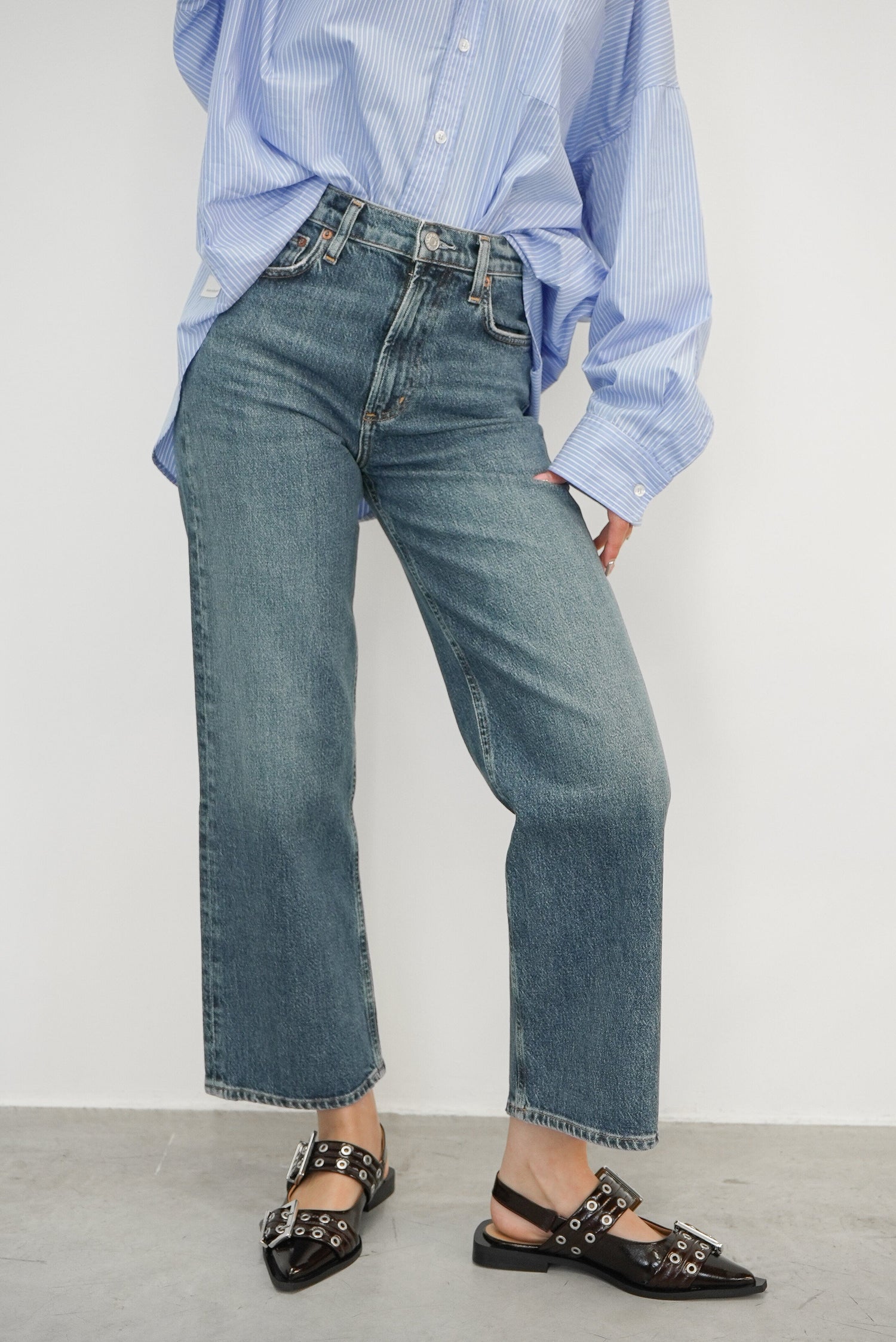 REN HIGH RISE STRETCH JEANS IN FIX JEANS AGOLDE 