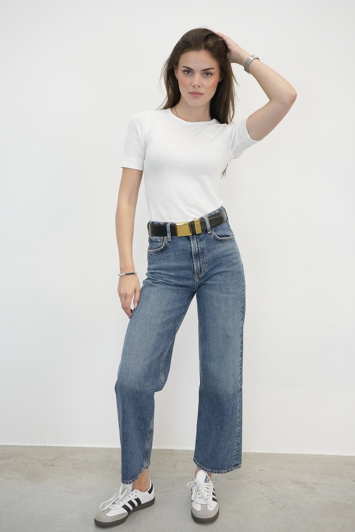 SOFT RIB LOGO T-SHIRT IN WHITE TOP GANNI 