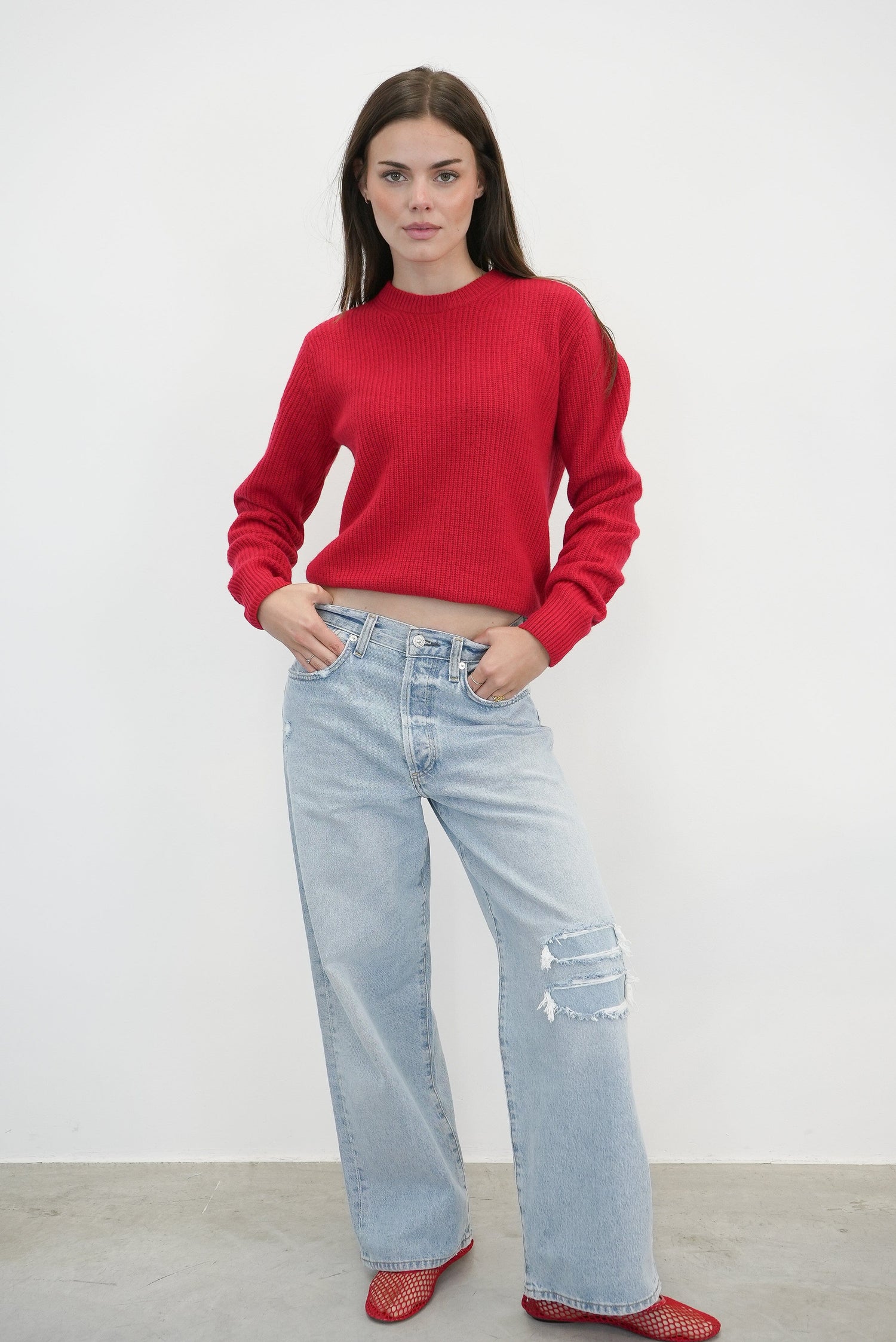 COMO KNIT SWEATER IN RED KNIT THE GARMENT 