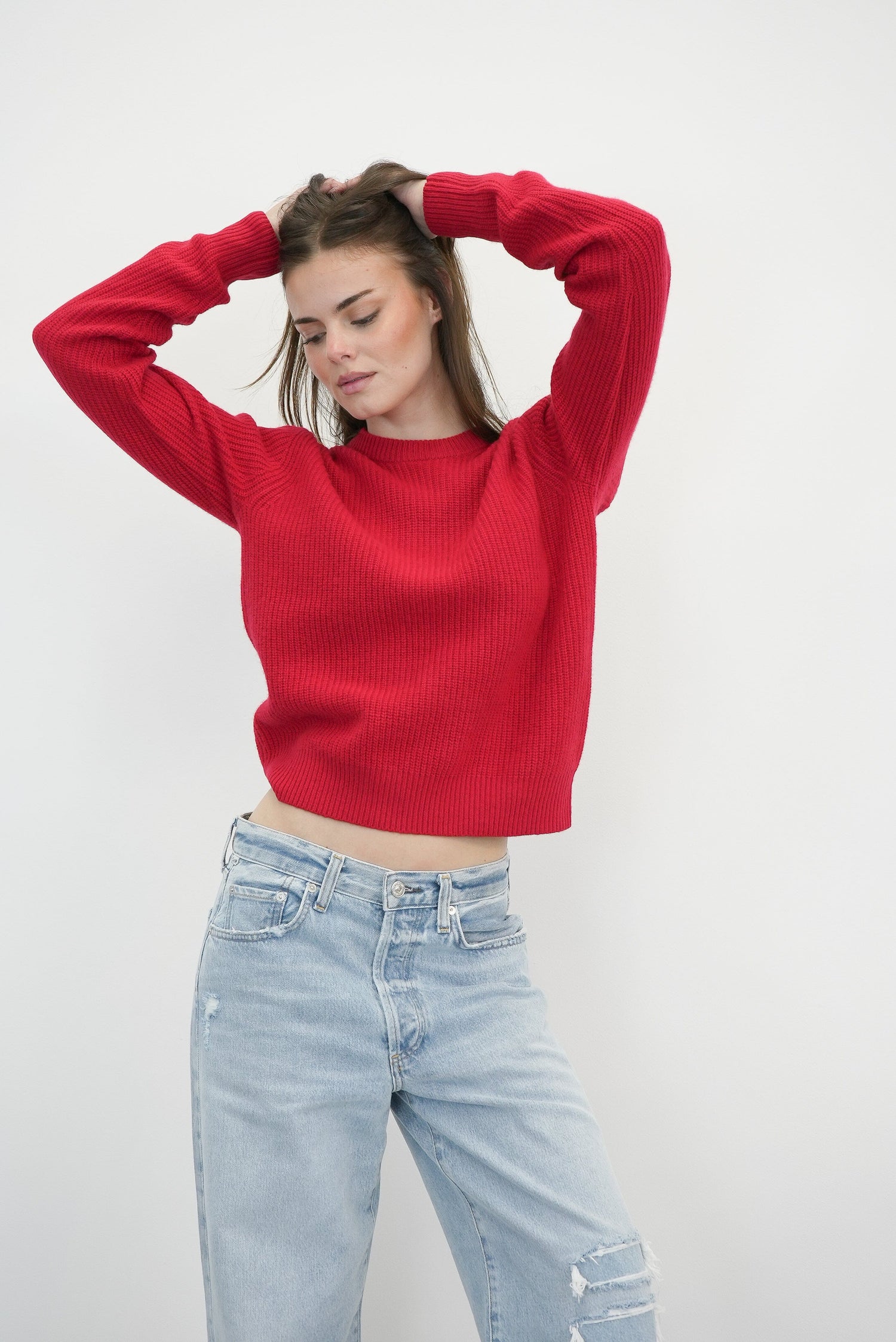 COMO KNIT SWEATER IN RED KNIT THE GARMENT 