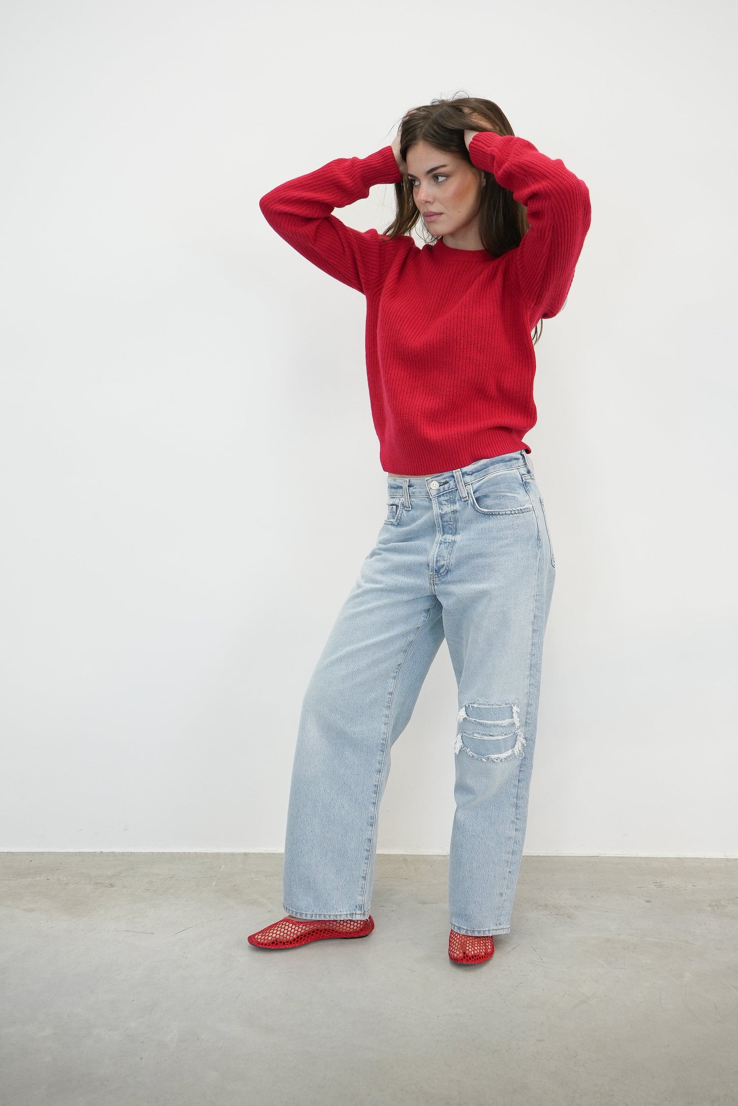 COMO KNIT SWEATER IN RED KNIT THE GARMENT 