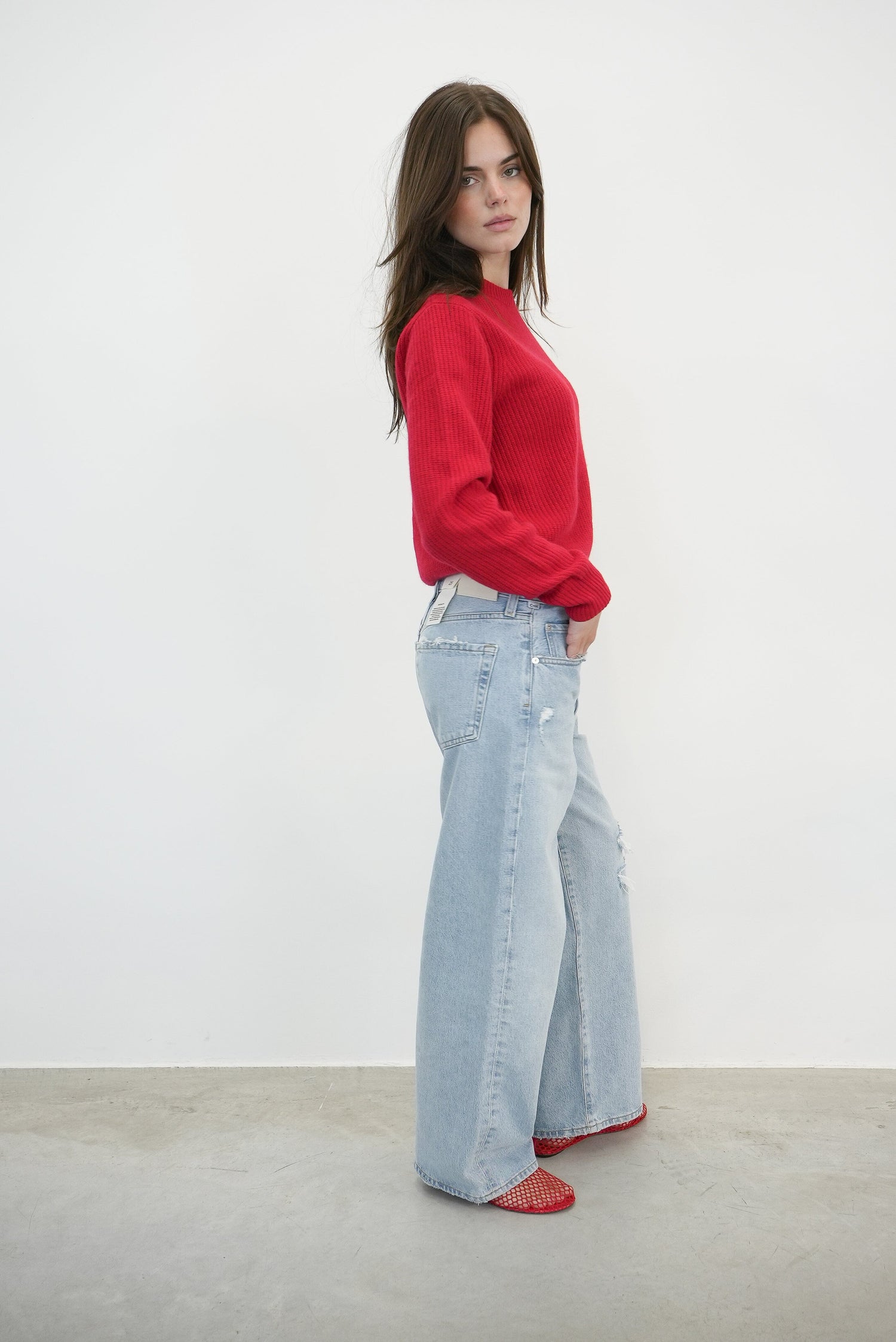 COMO KNIT SWEATER IN RED KNIT THE GARMENT 