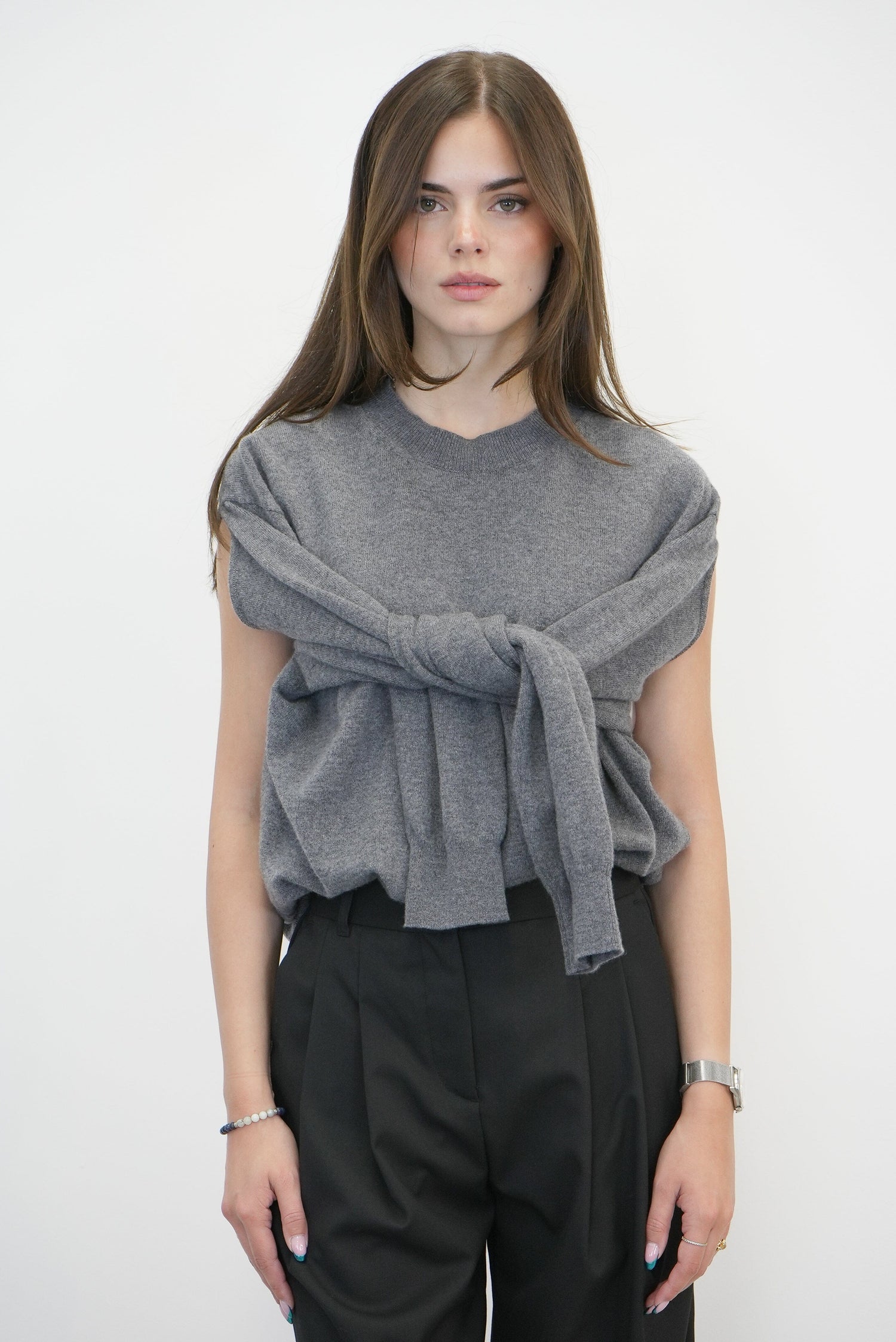 CREW NECK WITH OPEN ARMHOLE KNIT ROHE 