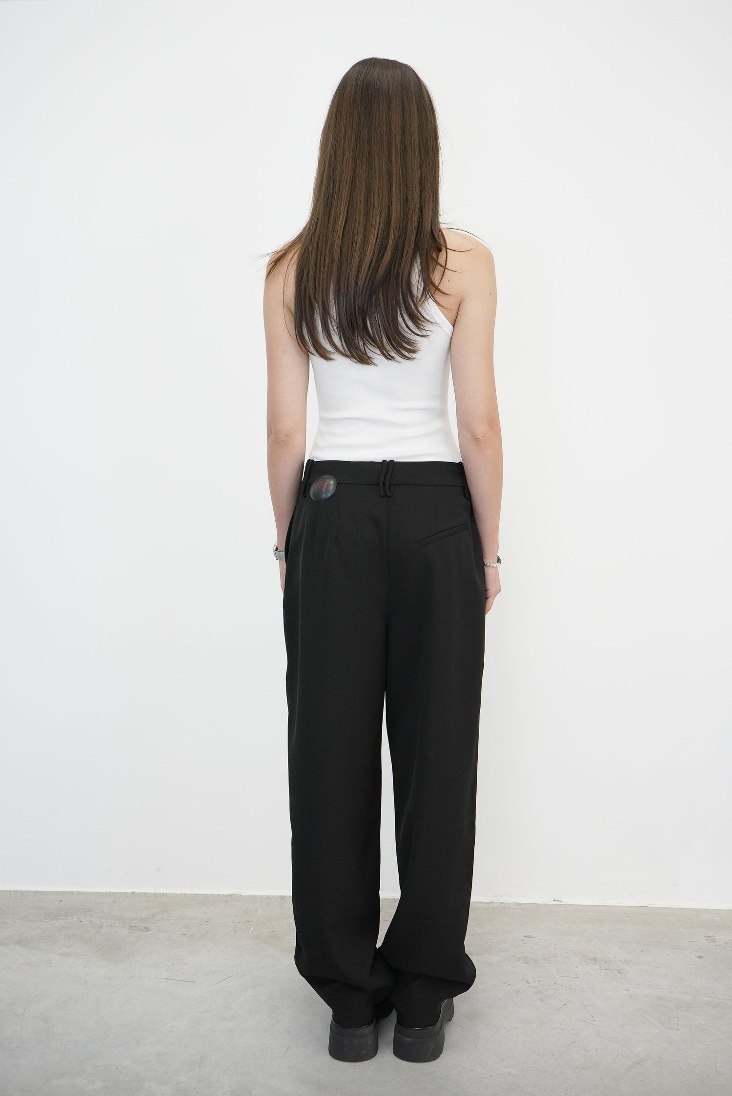 LIGHT TWILL SUITING RELAXED PLEATED PANTS IN BLACK PANTS GANNI 