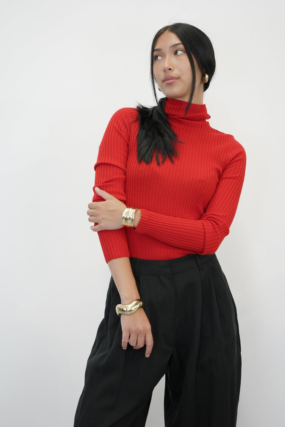 RIBBED TURTLE NECK IN RUBY KNIT NUDE 