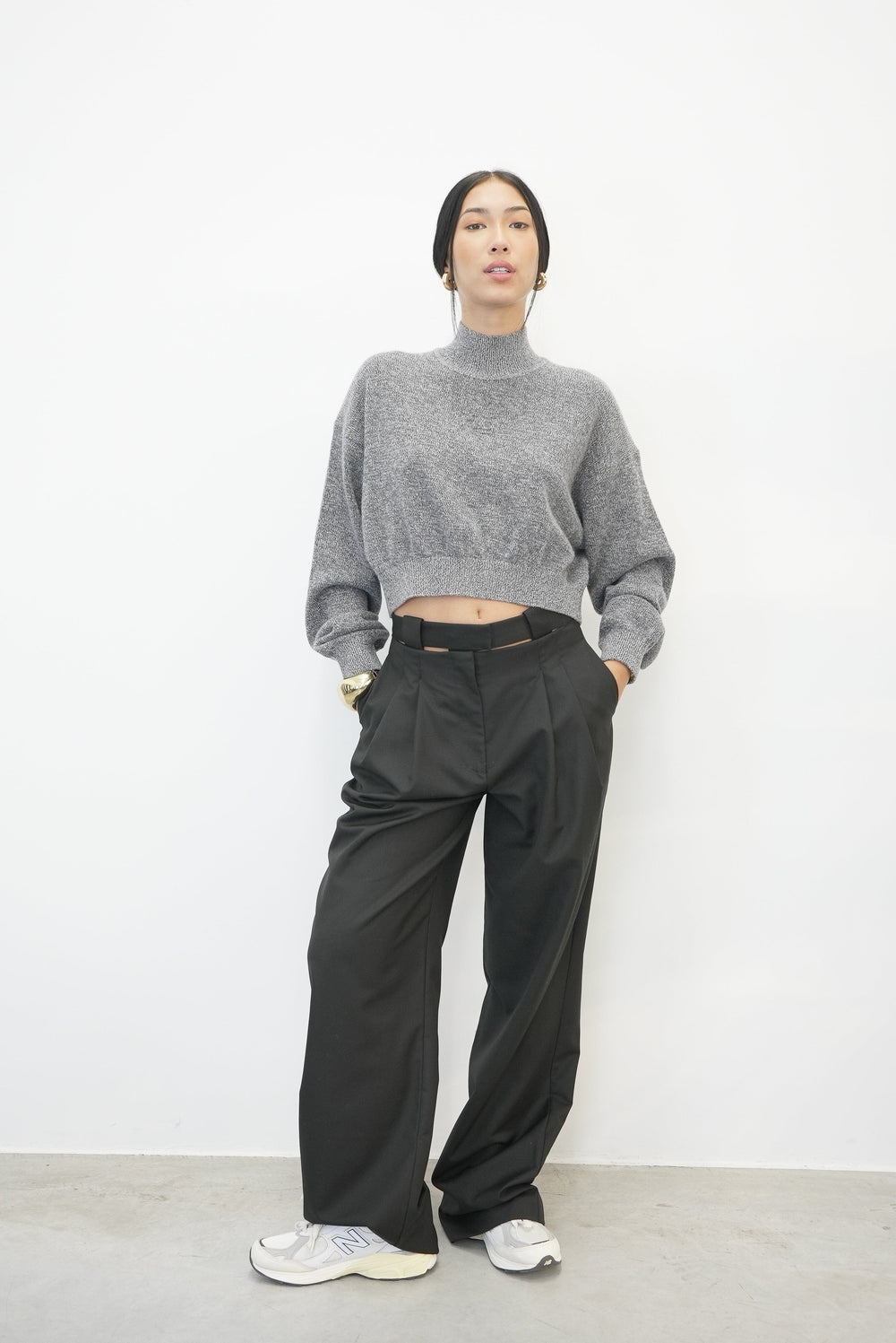 TURTLENECK PULLOVER WITH EMBOSSED LOGO IN GREY MULTI PULLOVER ALEXANDER WANG 