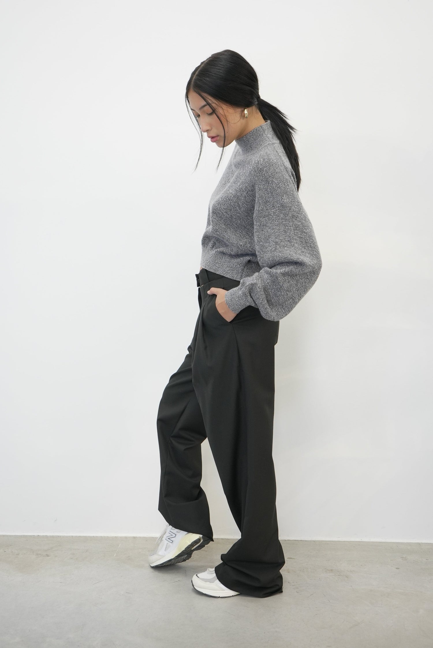 TURTLENECK PULLOVER WITH EMBOSSED LOGO IN GREY MULTI PULLOVER ALEXANDER WANG 