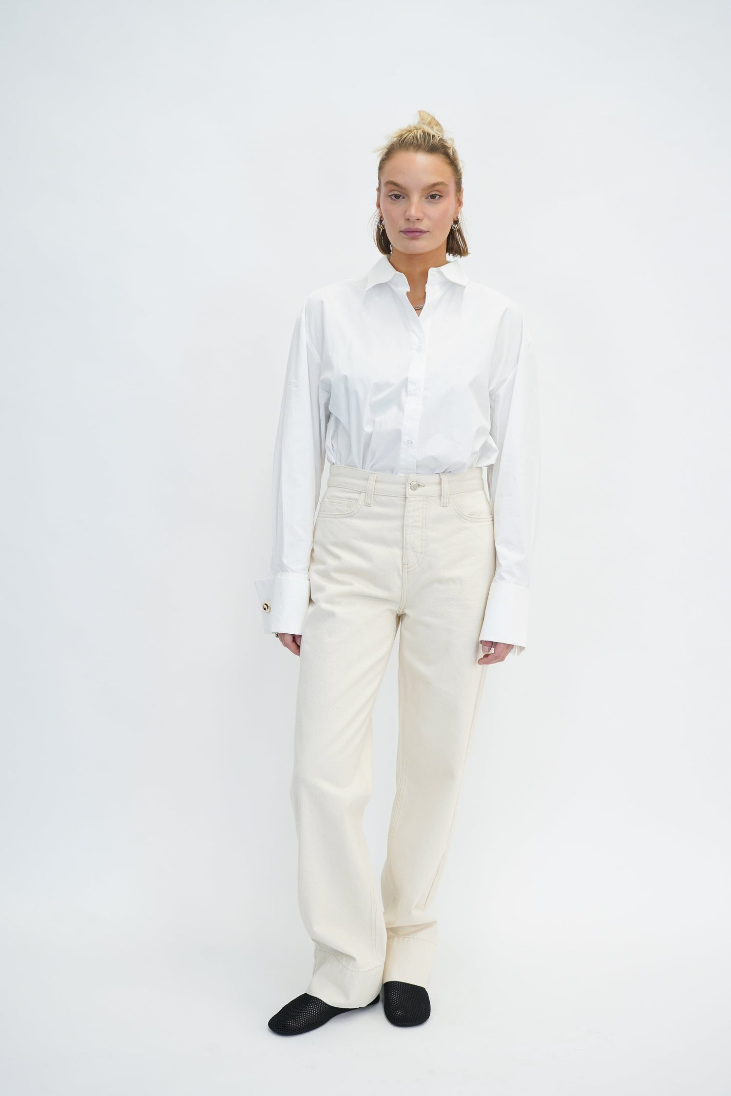 LENA MID WAISTED JEANS IN OFF WHITE JEANS WON HUNDRED 